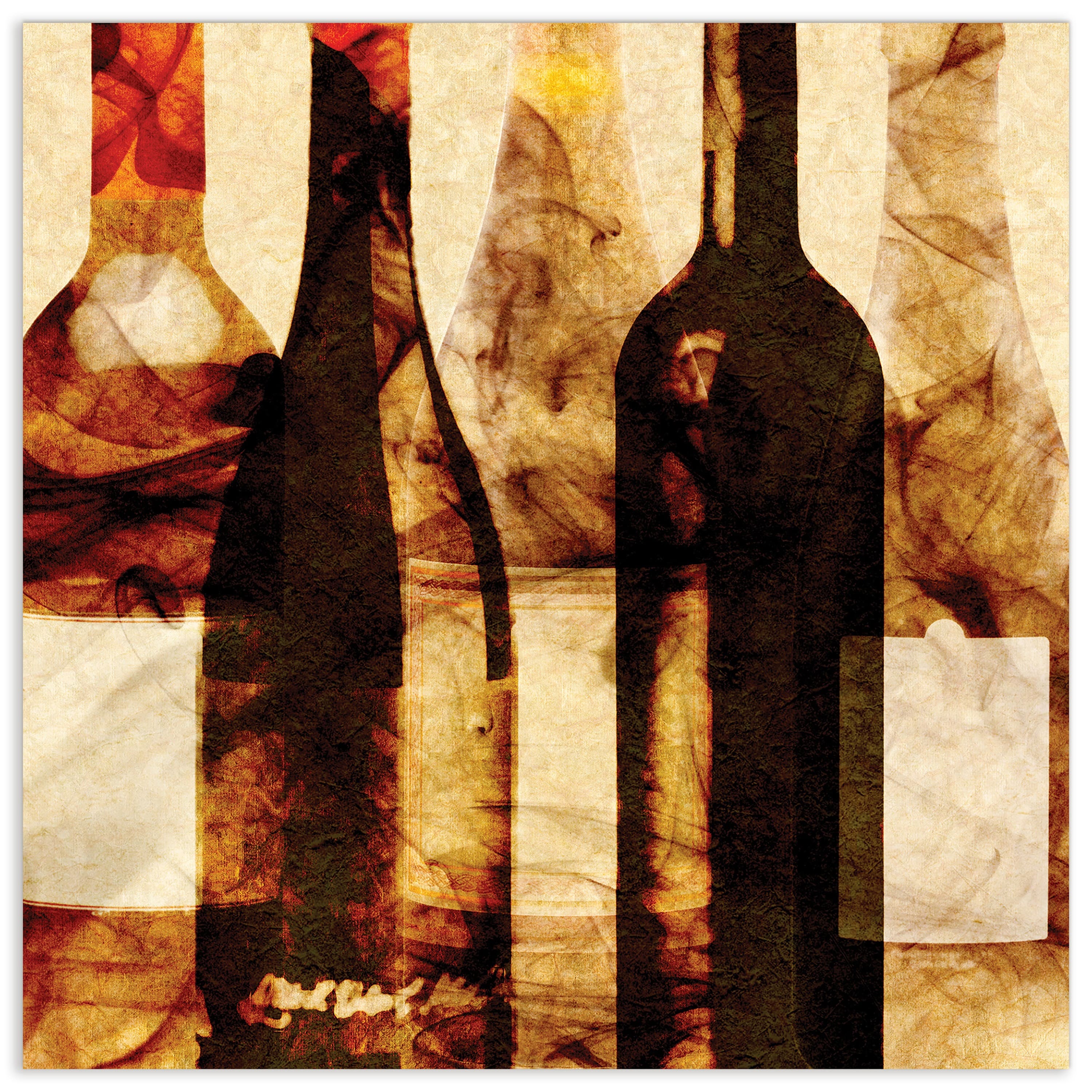 Empire Art Direct 38" x 38" Smokey Wine 3 Frameless Free Floating Tempered Art Glass Wall Art