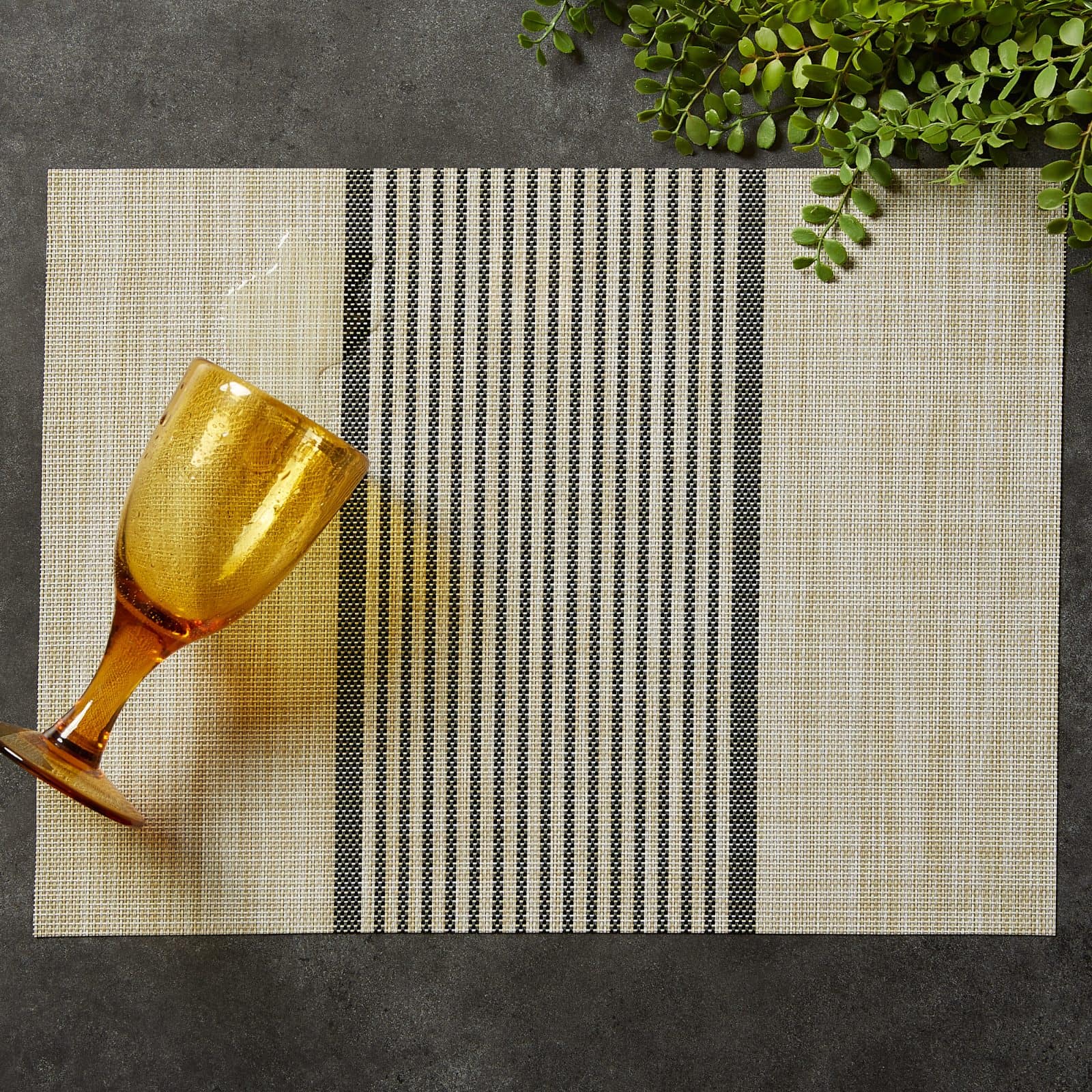 DII® Black Middle Stripe PVC Woven Placemat, 6ct.