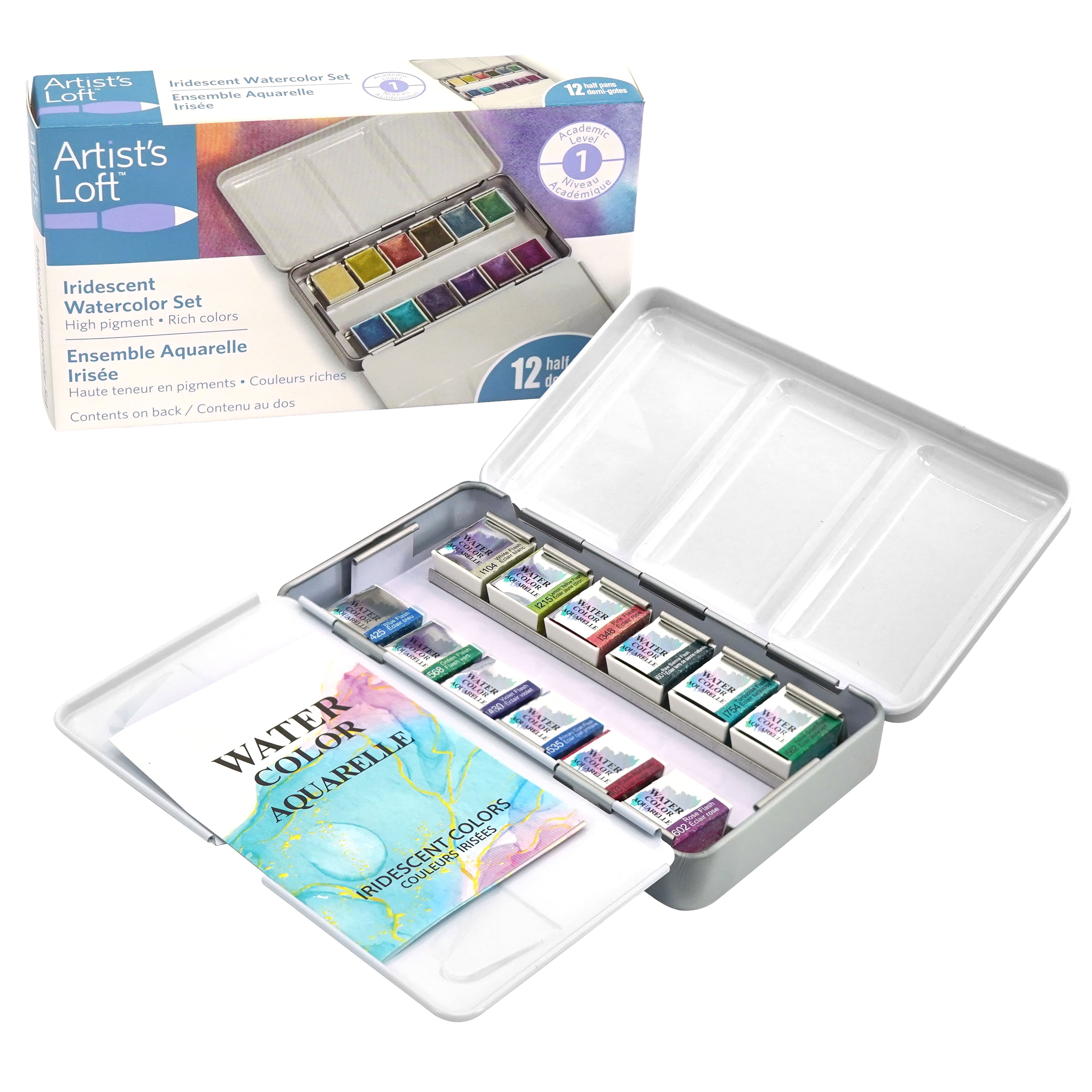 6 Pack: 12 Half Pans Iridescent Watercolor Set by Artist's Loft™