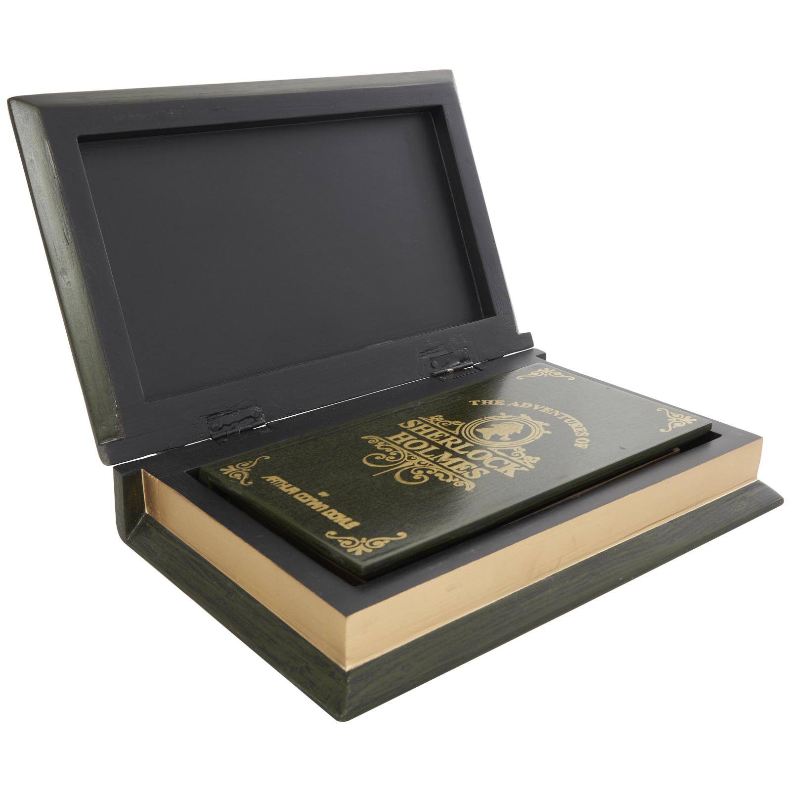 Green Wooden Sherlock Holmes Storage Faux Book Box Set