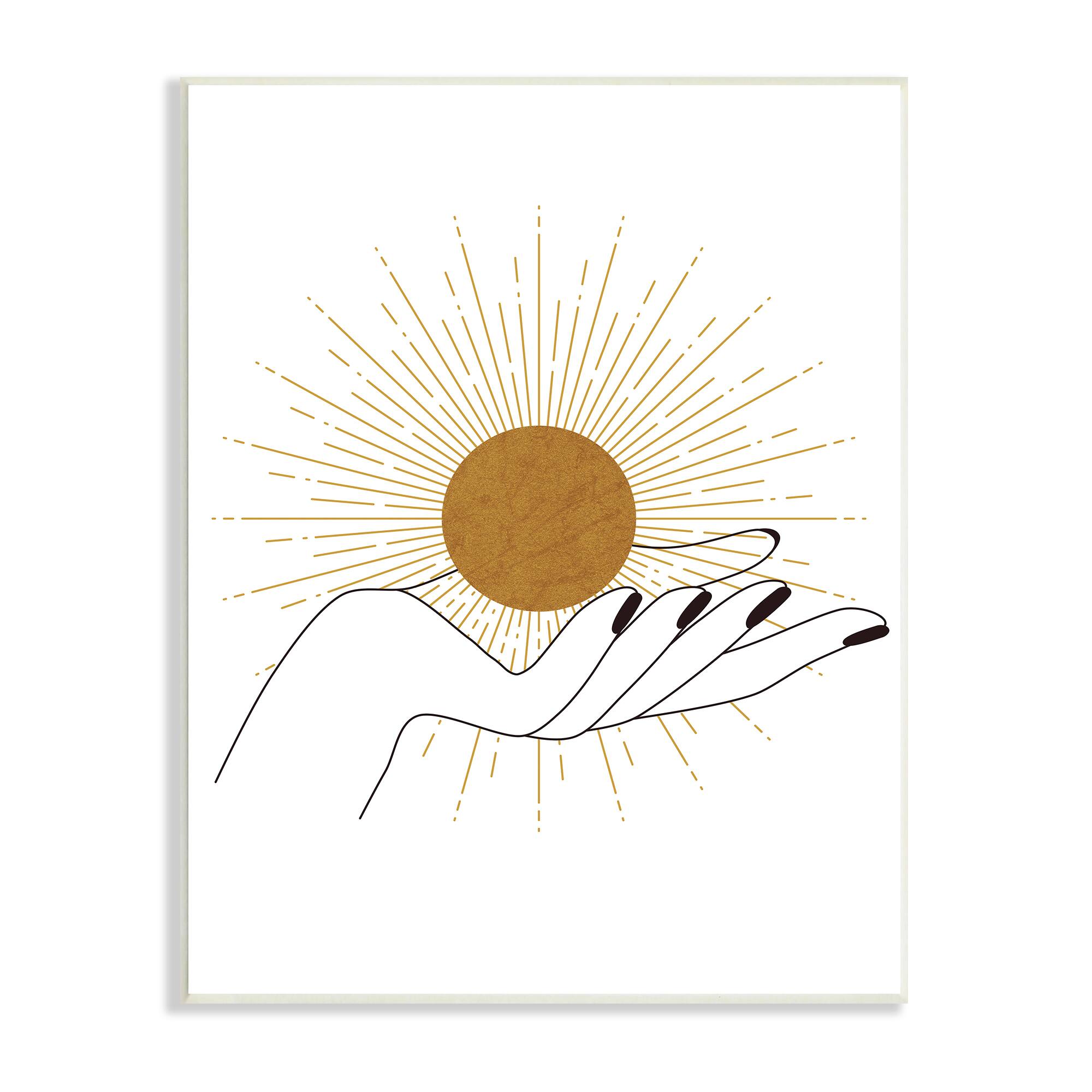 Stupell Industries Hand Holding Deco Inspired Sun with Rays Wall Plaque