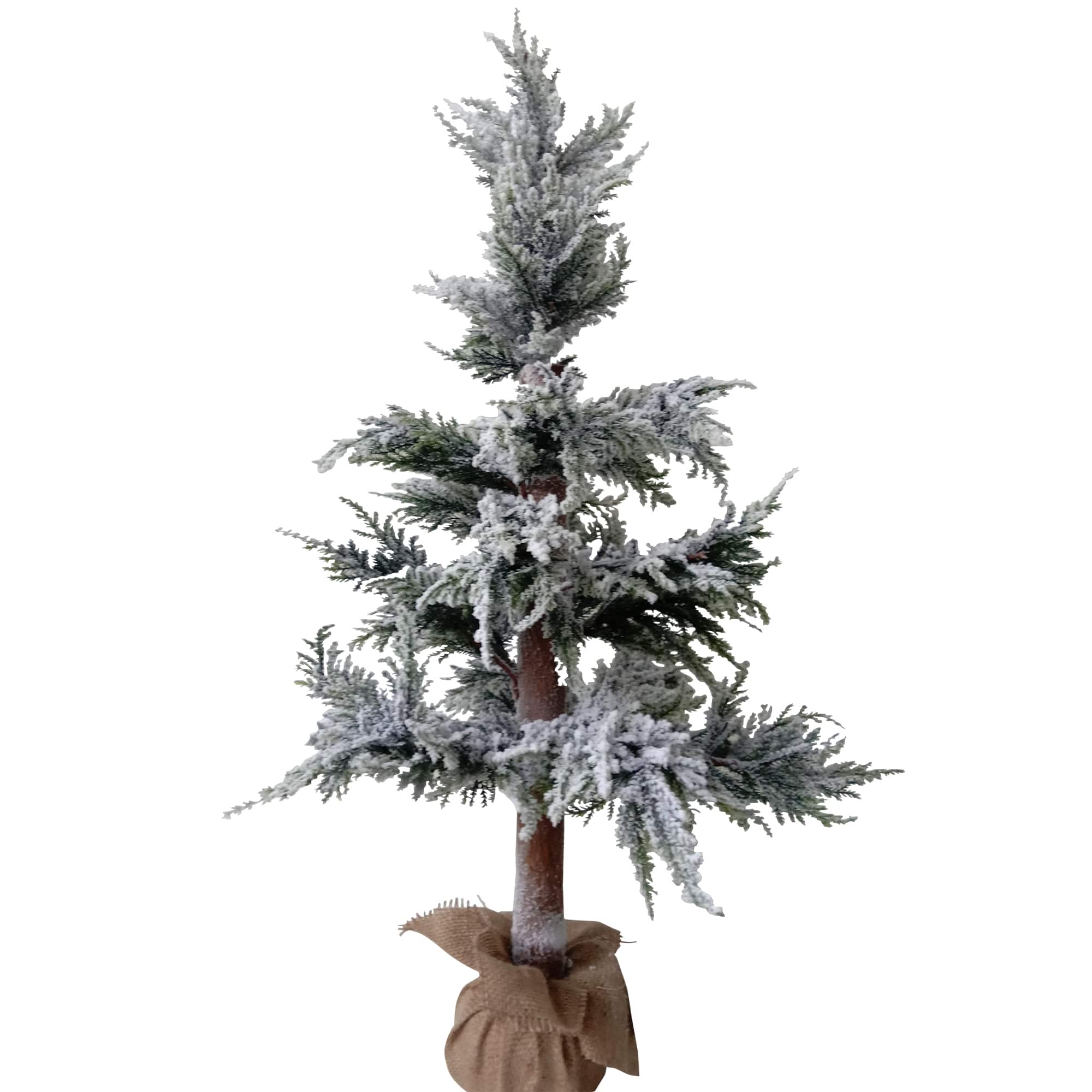 Northlight 35.25" Unlit Heavily Flocked Pine Christmas Tree in Natural Jute Base