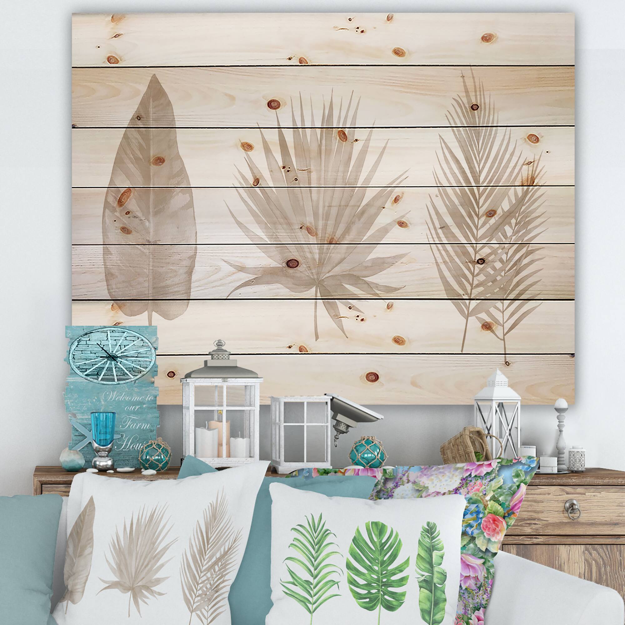 Designart - Tropical Beiges Leaves