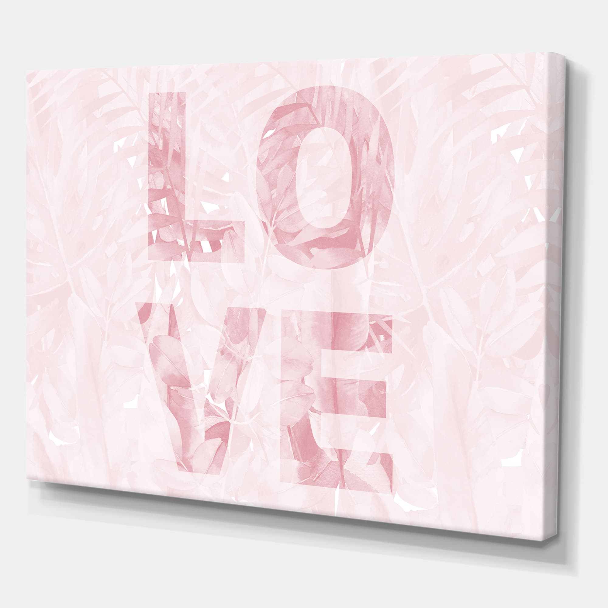Designart - Pink Pastel Love - Shabby Chic Canvas Wall Art Print
