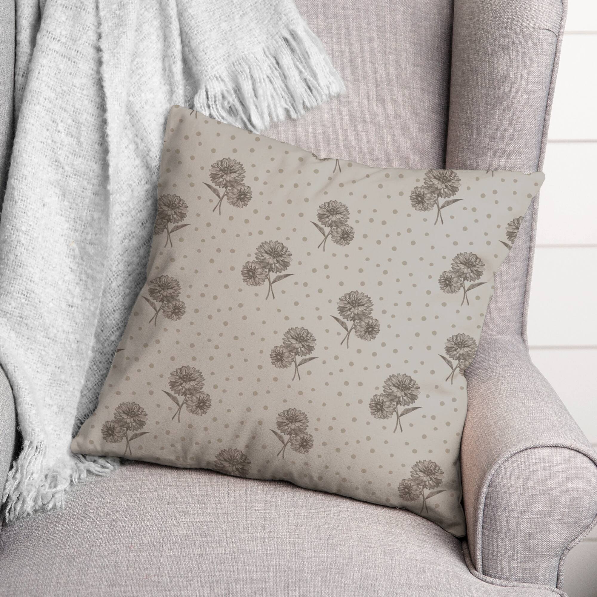Floral Dots Throw Pillow