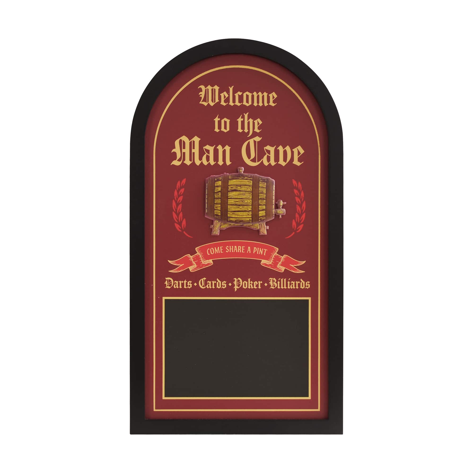 American Art Decor 14" x 26" Welcome to the Man Cave Chalkboard Wall Décor Bar Sign