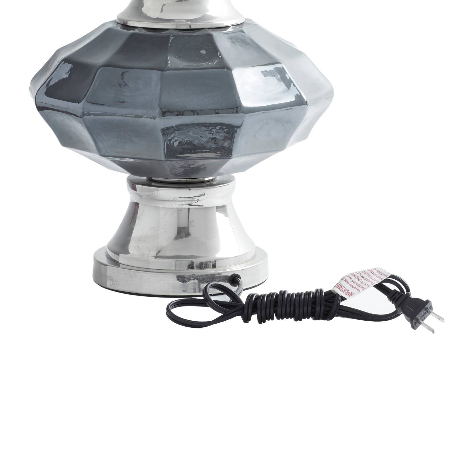 Silver Glass Traditional Table Lamp, 27" x 16" x 16"