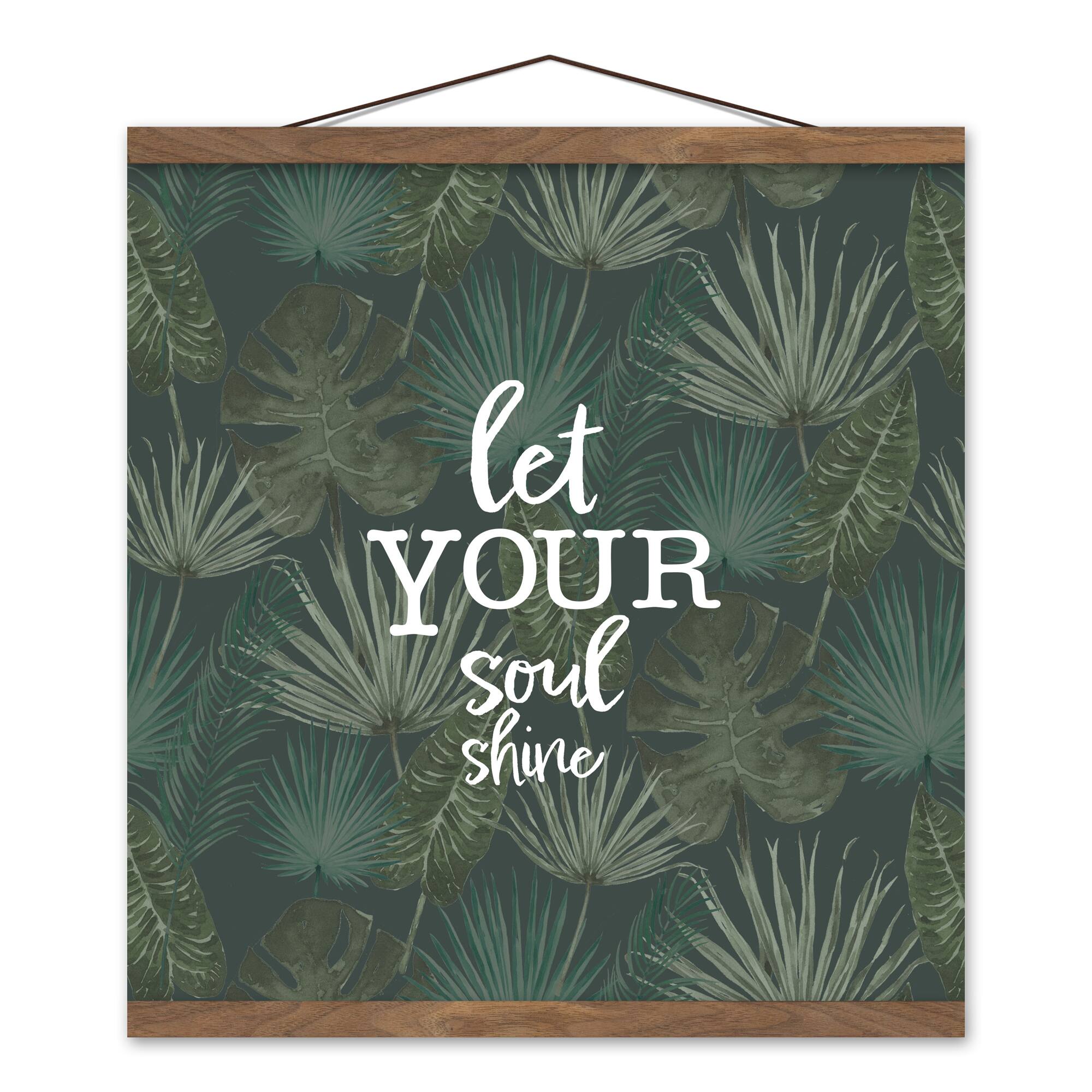 Let Your Soul Shine Tropical Palm Teak Hanging Canvas