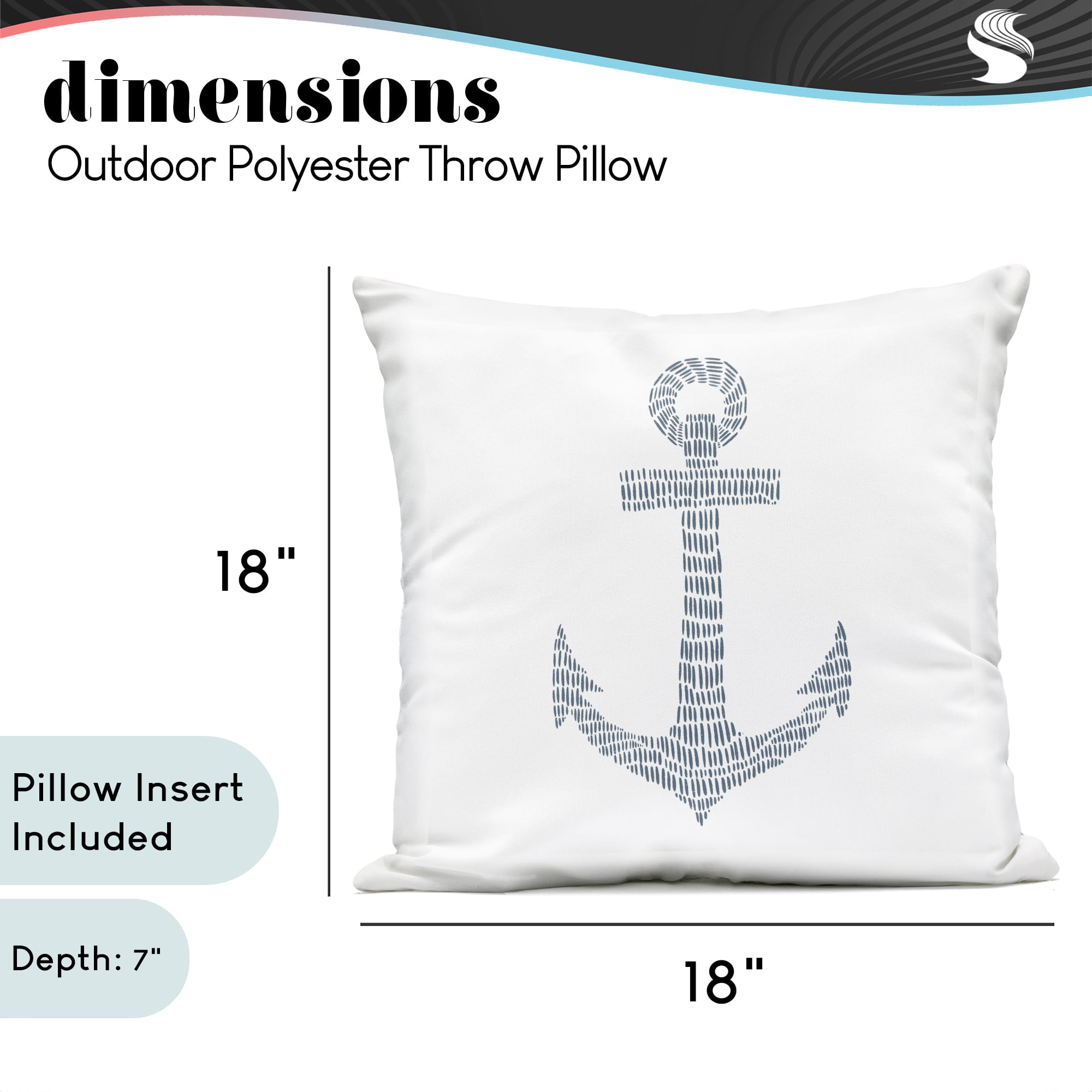 Stupell Industries 18" x 18" Minimal Nautical Anchor Outdoor Print Throw Pillow