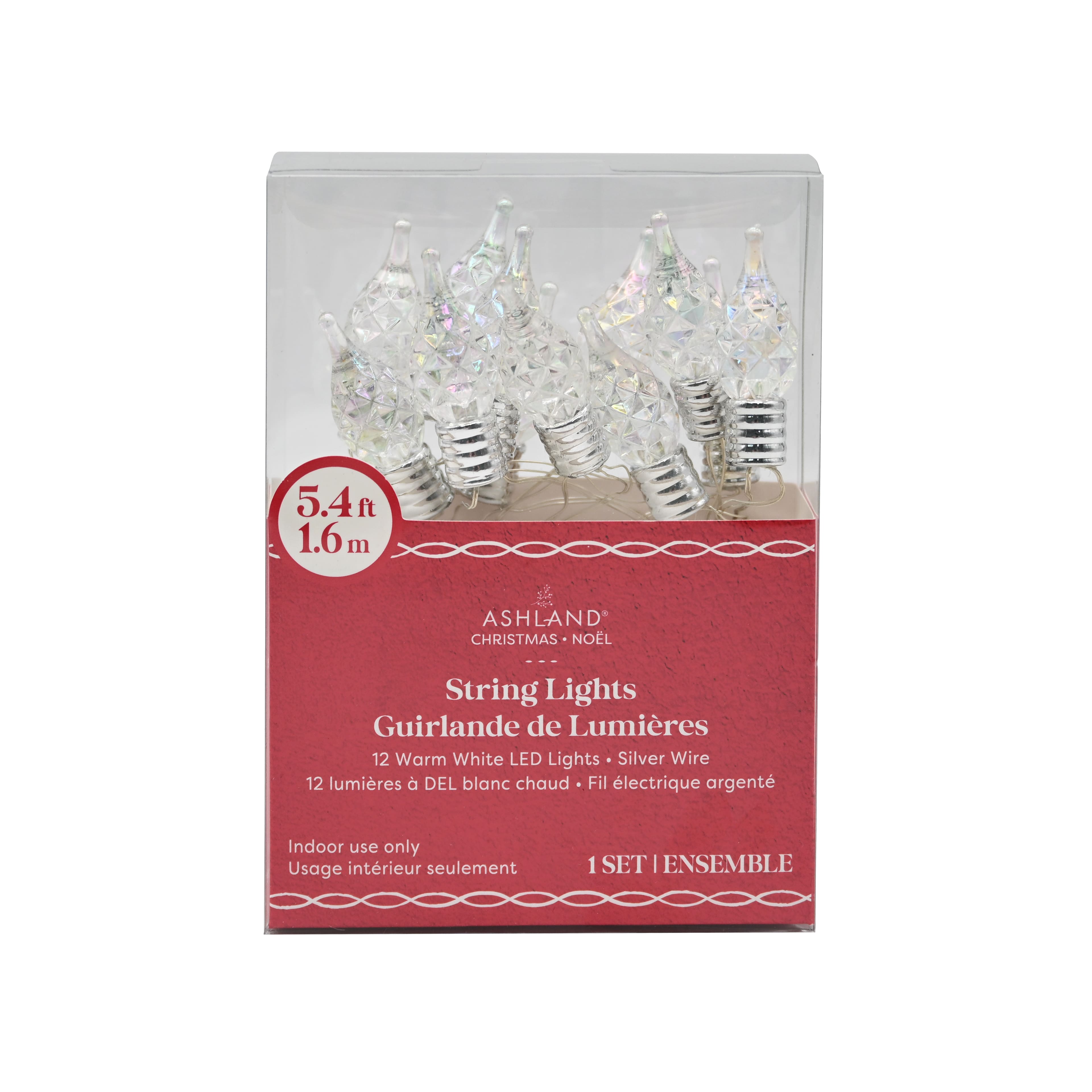 12ct. Warm White LED Iridescent Flame Tip Bulb String Lights on Silver Wire by Ashland®