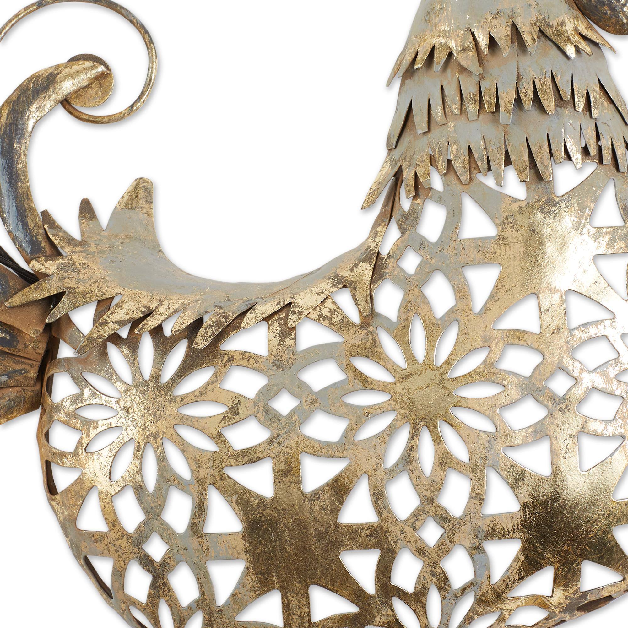 35.5" Gold Rooster Garden Stake