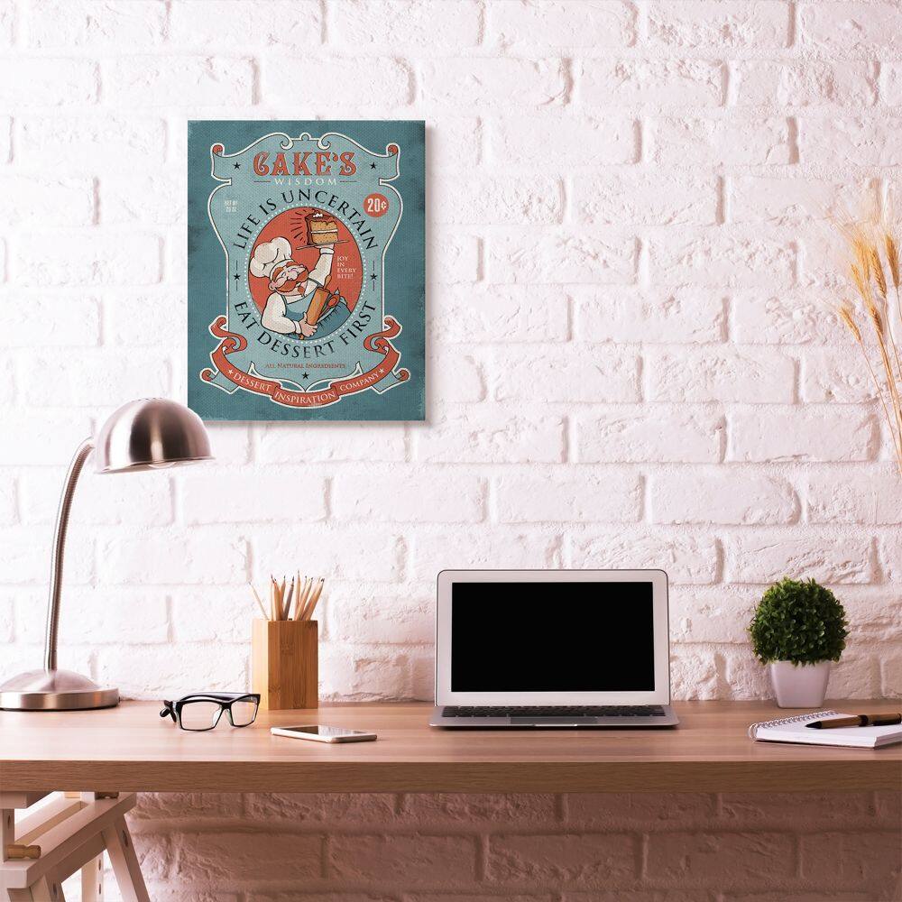 Stupell Industries Cake Wisdom Funny Canvas Wall Art