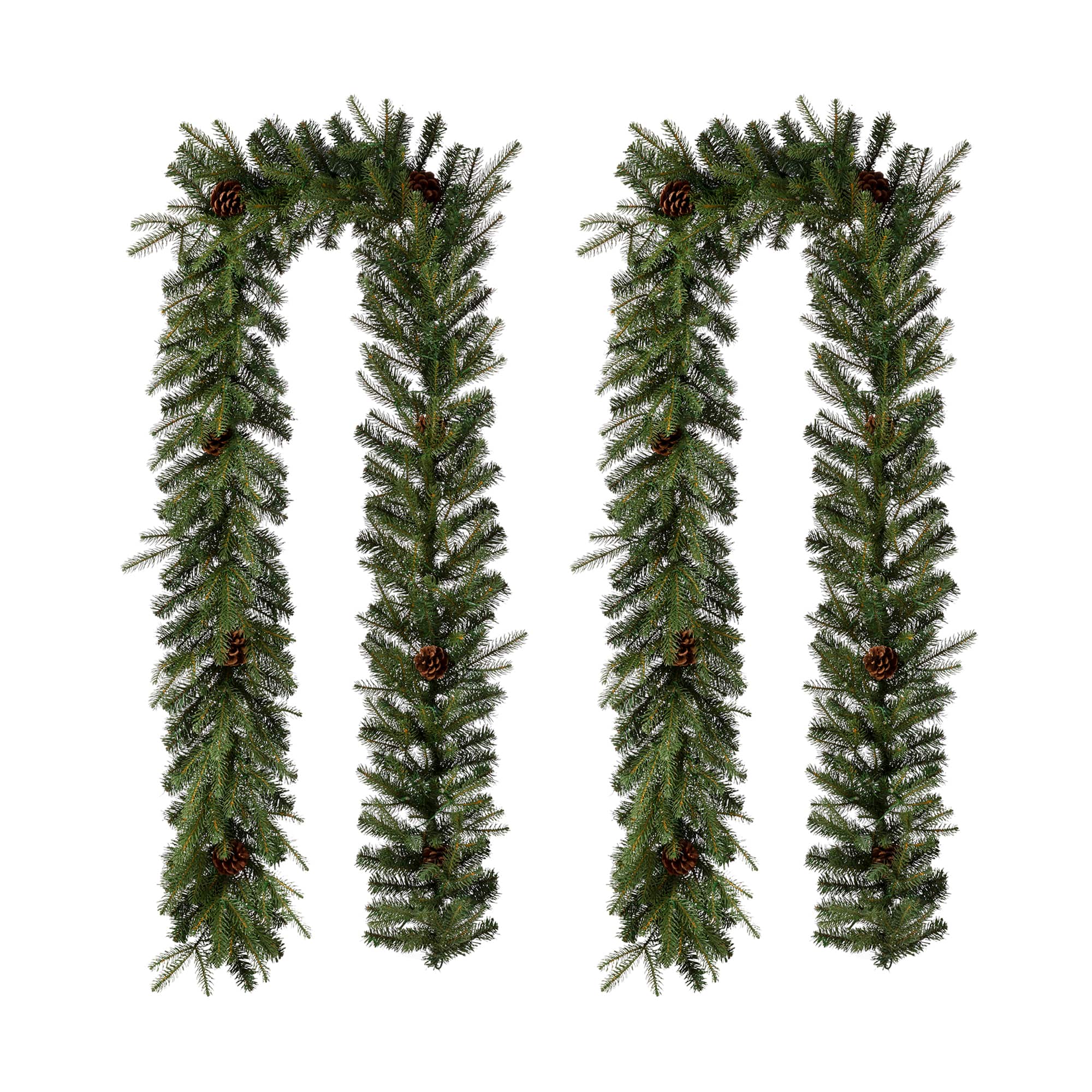 Glitzhome® 9ft. LED Greenery Pinecone Christmas Garlands, 2ct.