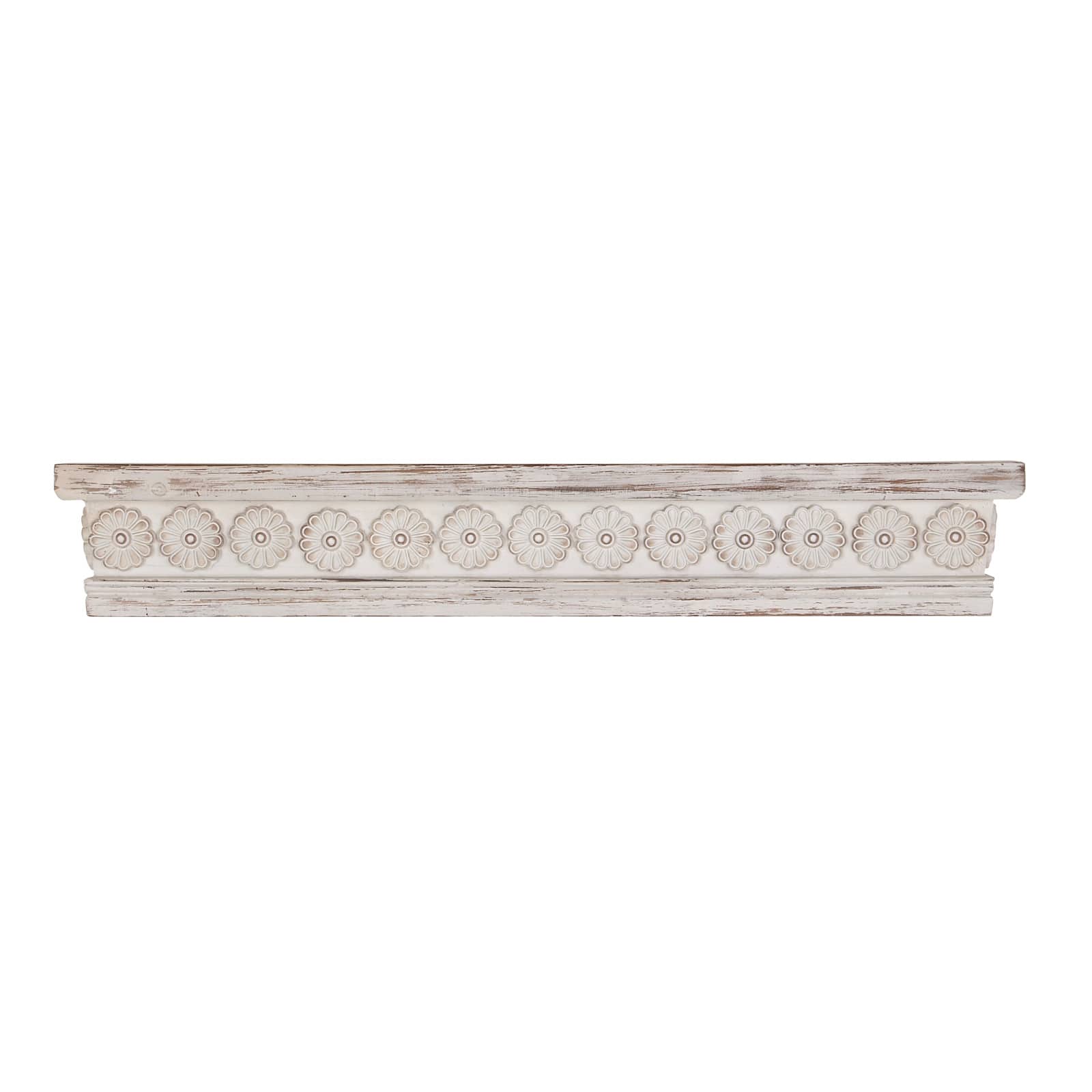 White Chinese fir wood Vintage Wall Shelf, 6" x 36" x 5"