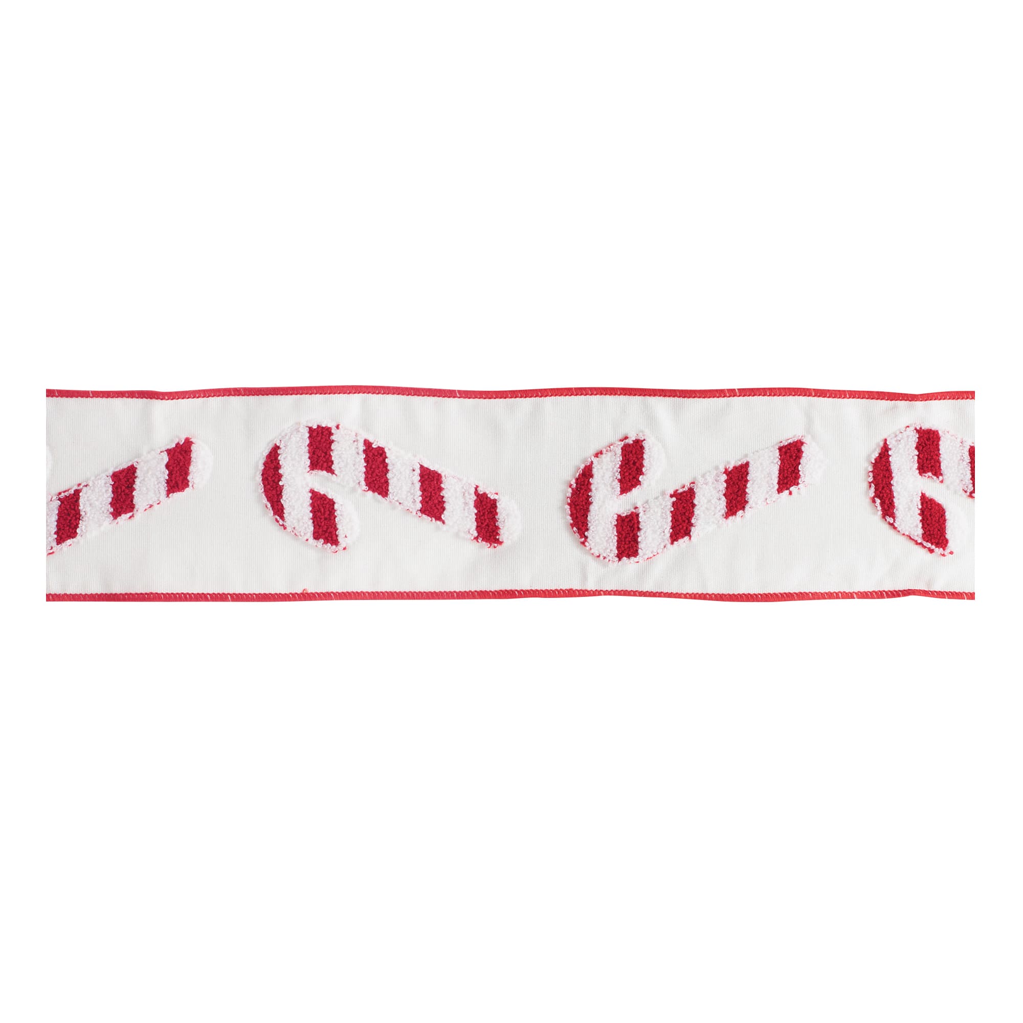Melrose 4" x 5 yd. Red & White Candy Cane Wired Cotton Ribbon