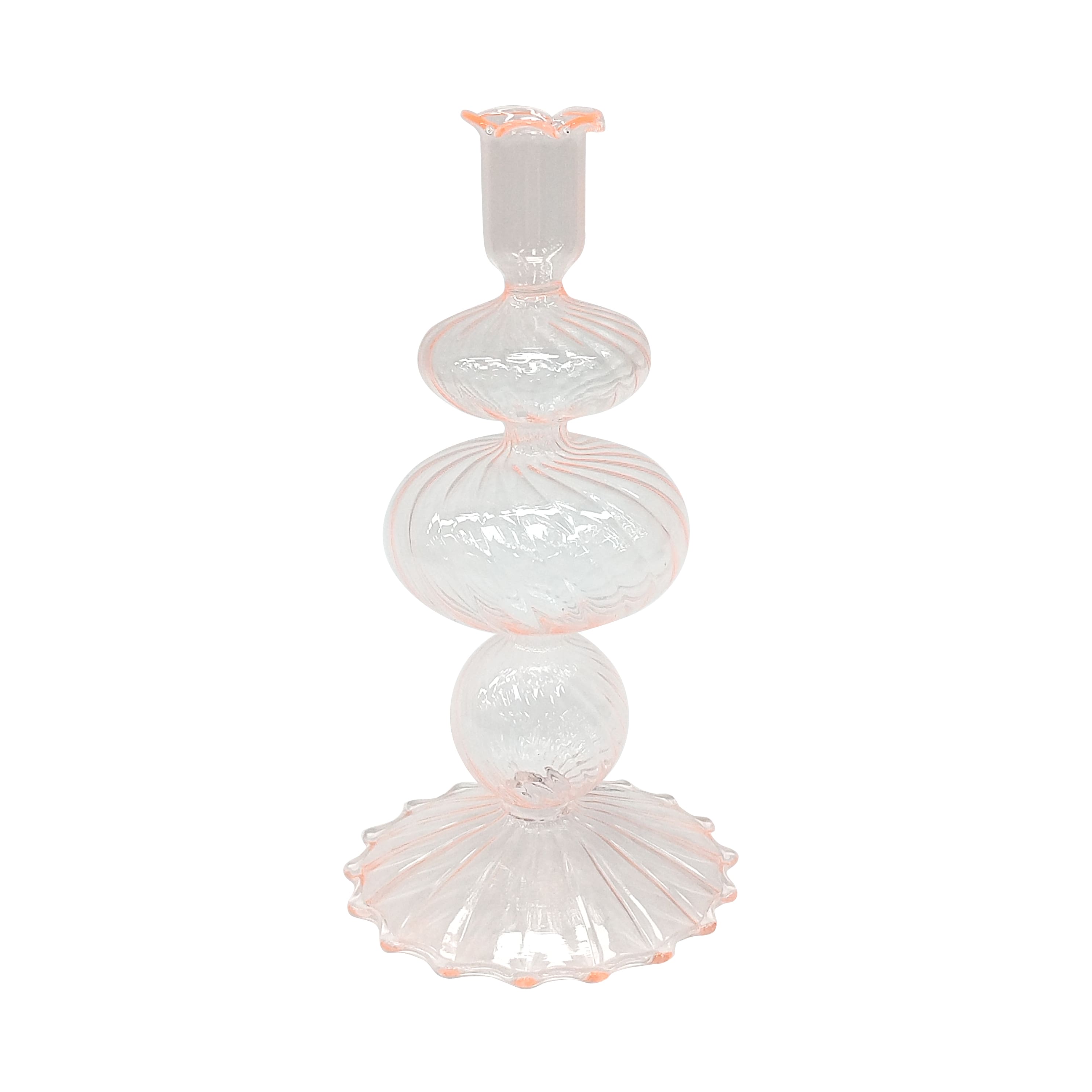 Pink Glass Taper Candle Holder by Ashland®
