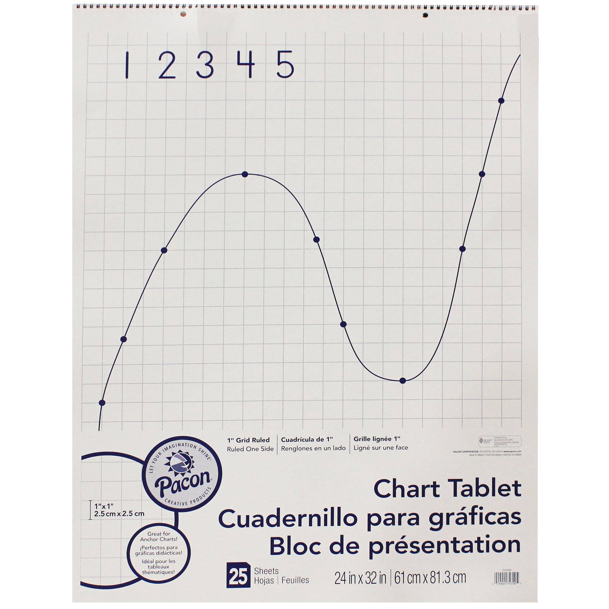 Pacon® Grid Rule Chart Tablet, 24" x 32", 25 Sheets
