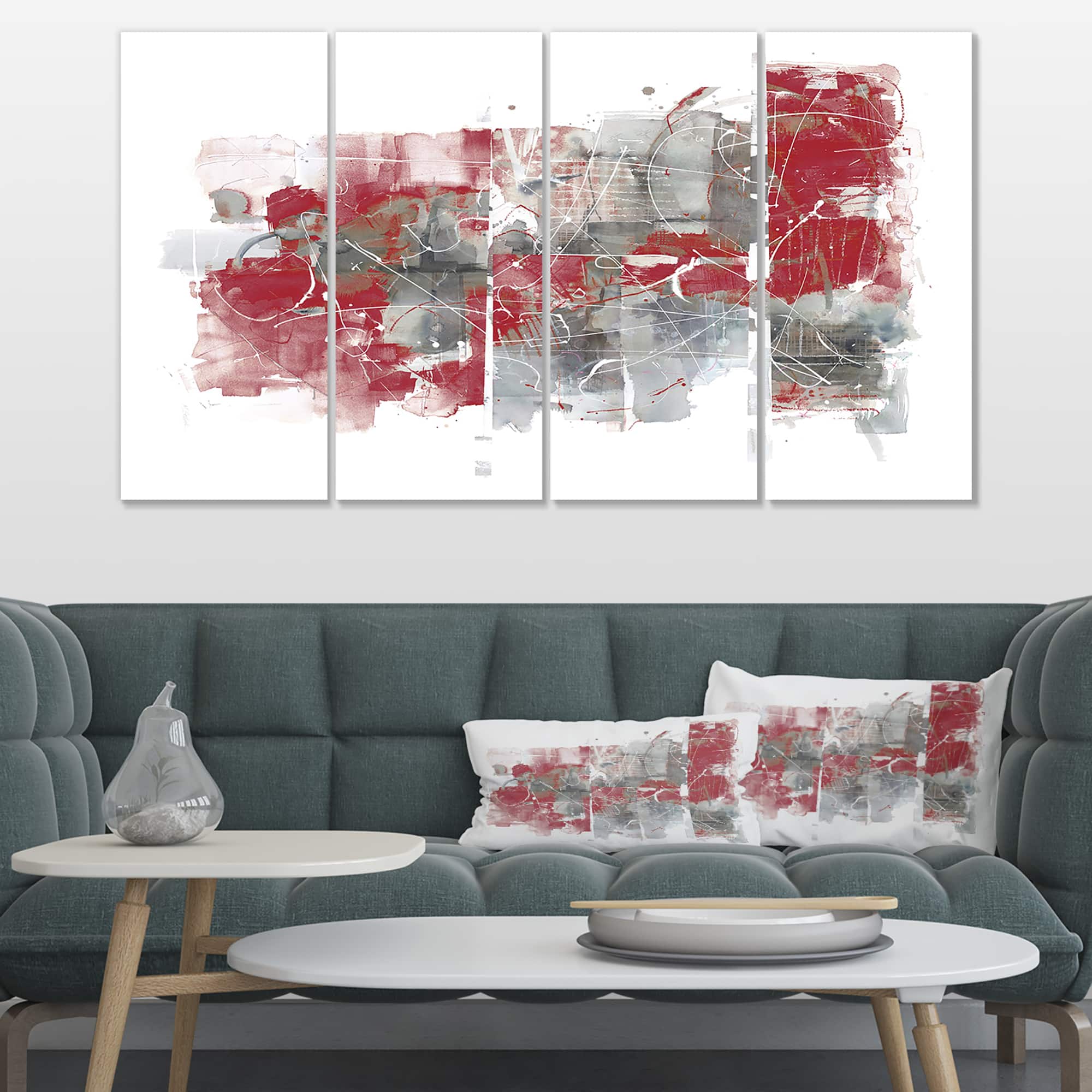 Designart - Moving In and Out of Traffic I Red Grey