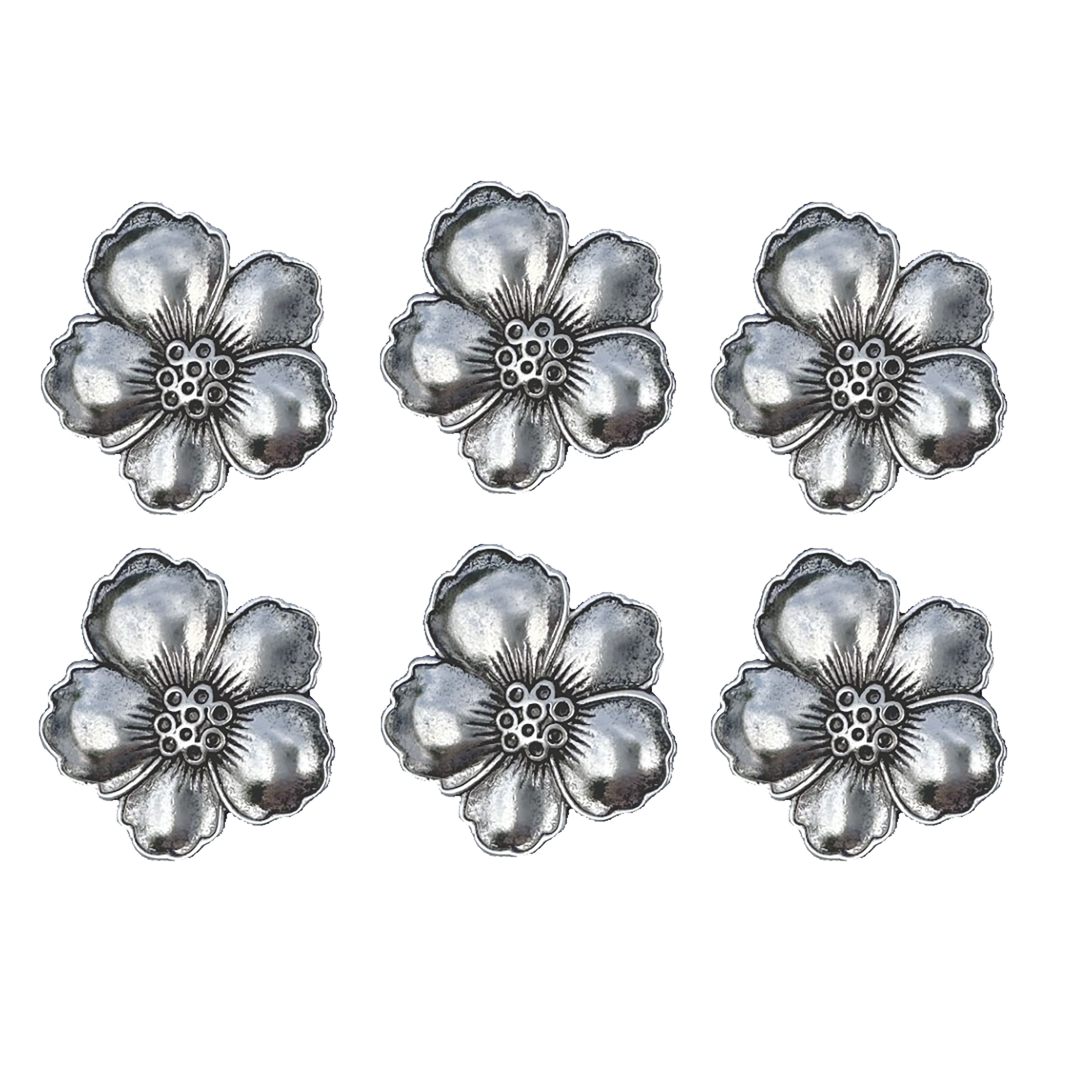 25mm Antique Silver Metal Flower Buttons, 6ct. by Loops & Threads®