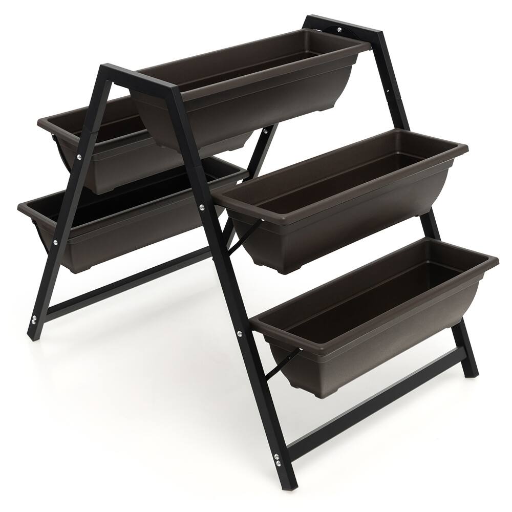 Costway 31" x 36" Raised Garden Bed 3-Tier Vertical Planter with Plant Boxes