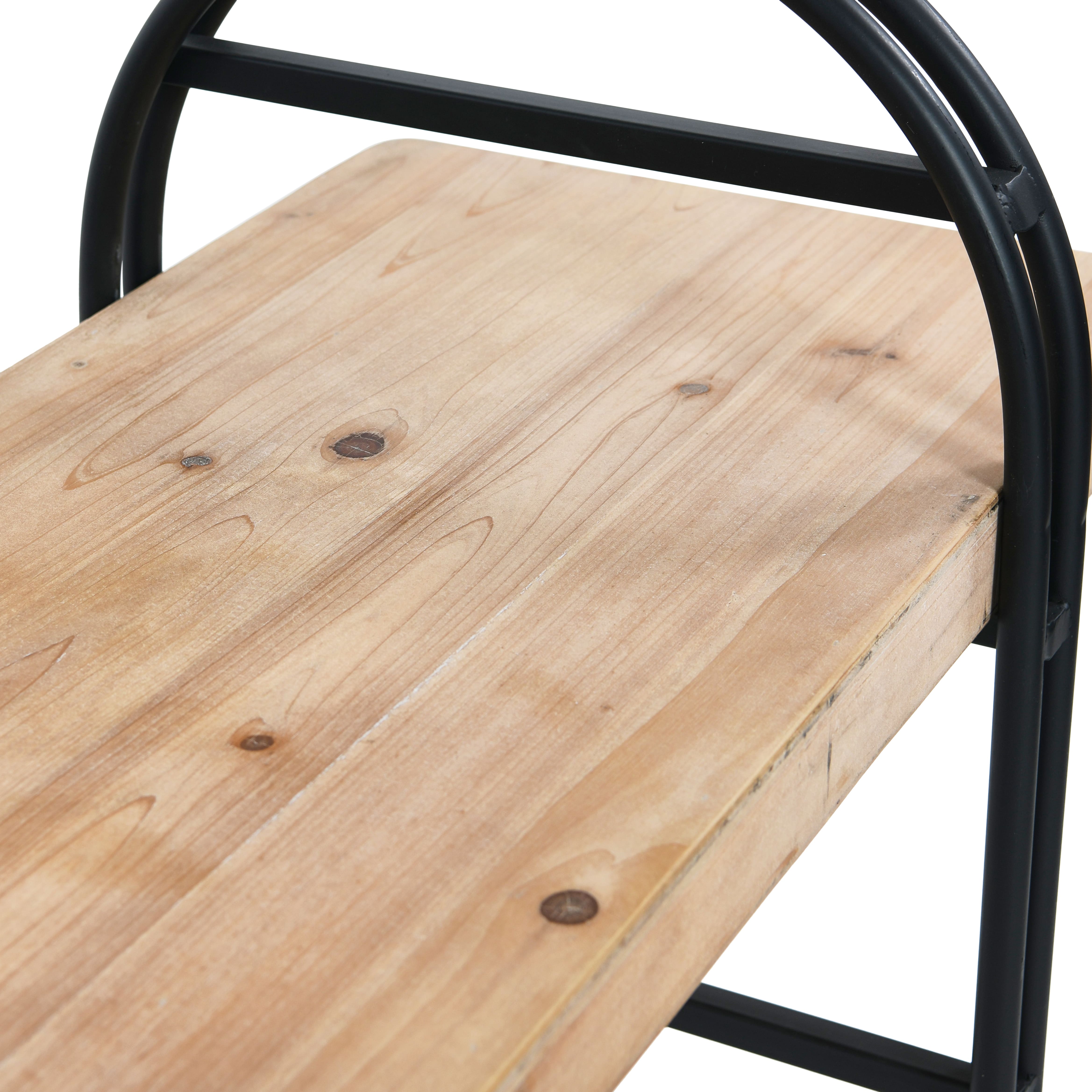 Hello Honey® 48" Light Brown Driftwood & Black Iron Bench