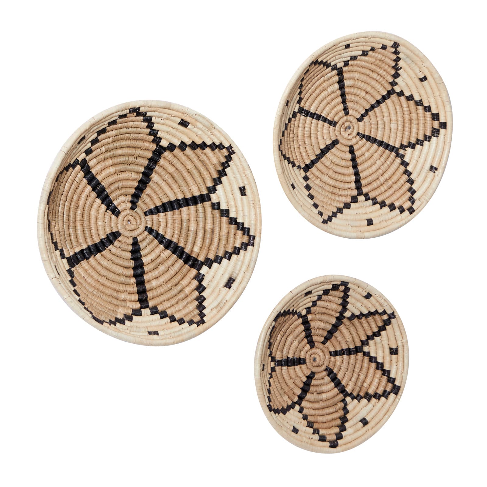 Set of 3 Brown Wood Boho Style Wall Decor 20", 18", 15"