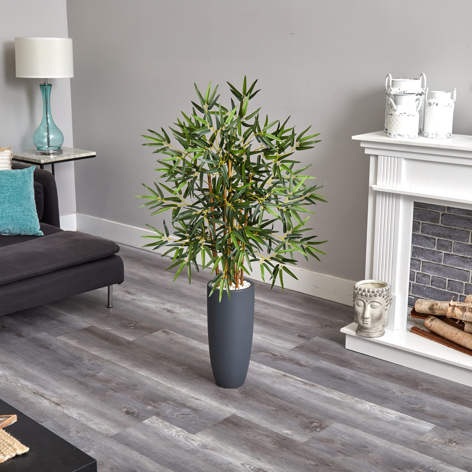 4ft. Bamboo Tree in Gray Cylinder Planter