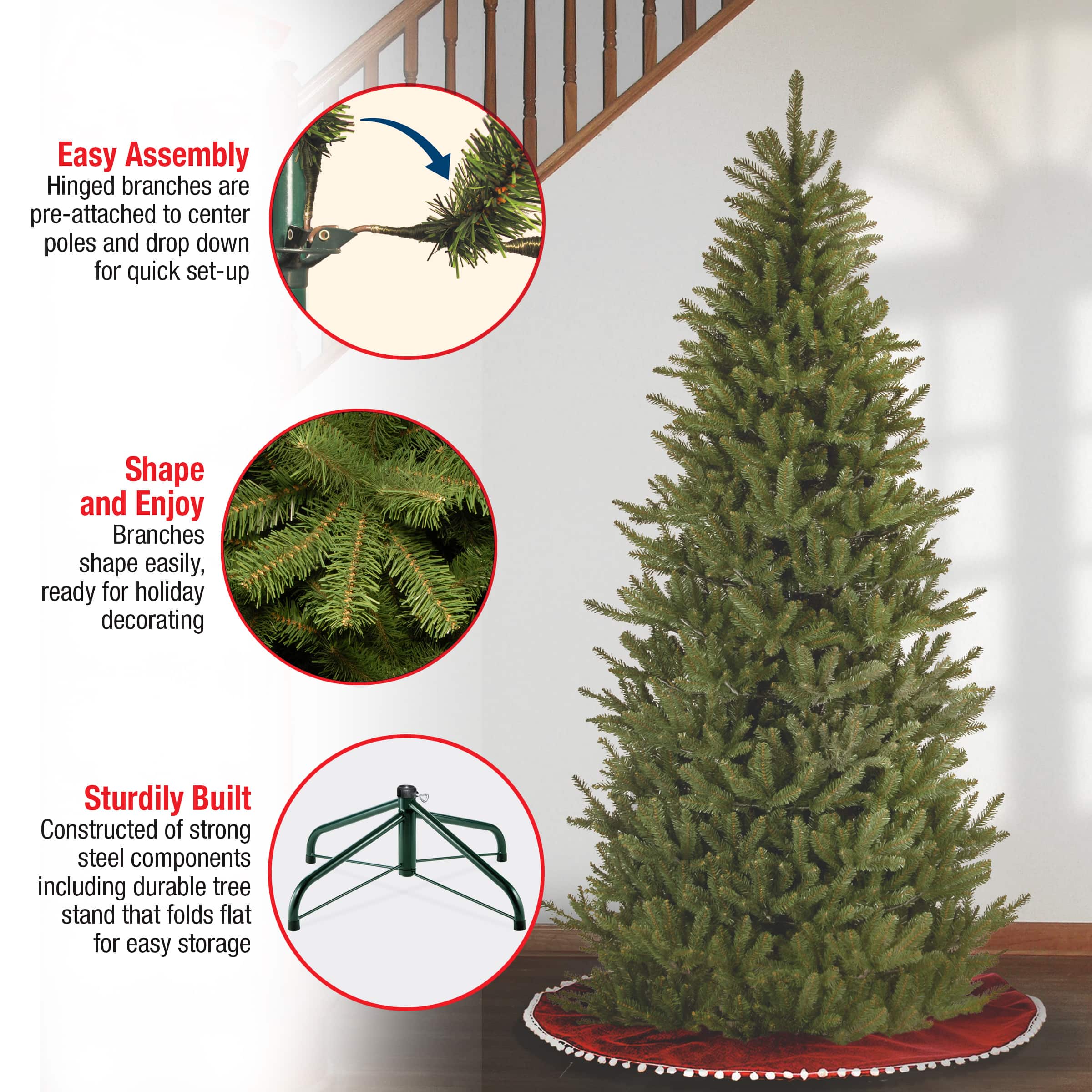 7 ft. Unlit Natural Fraser Fir Slim Artificial Christmas Tree