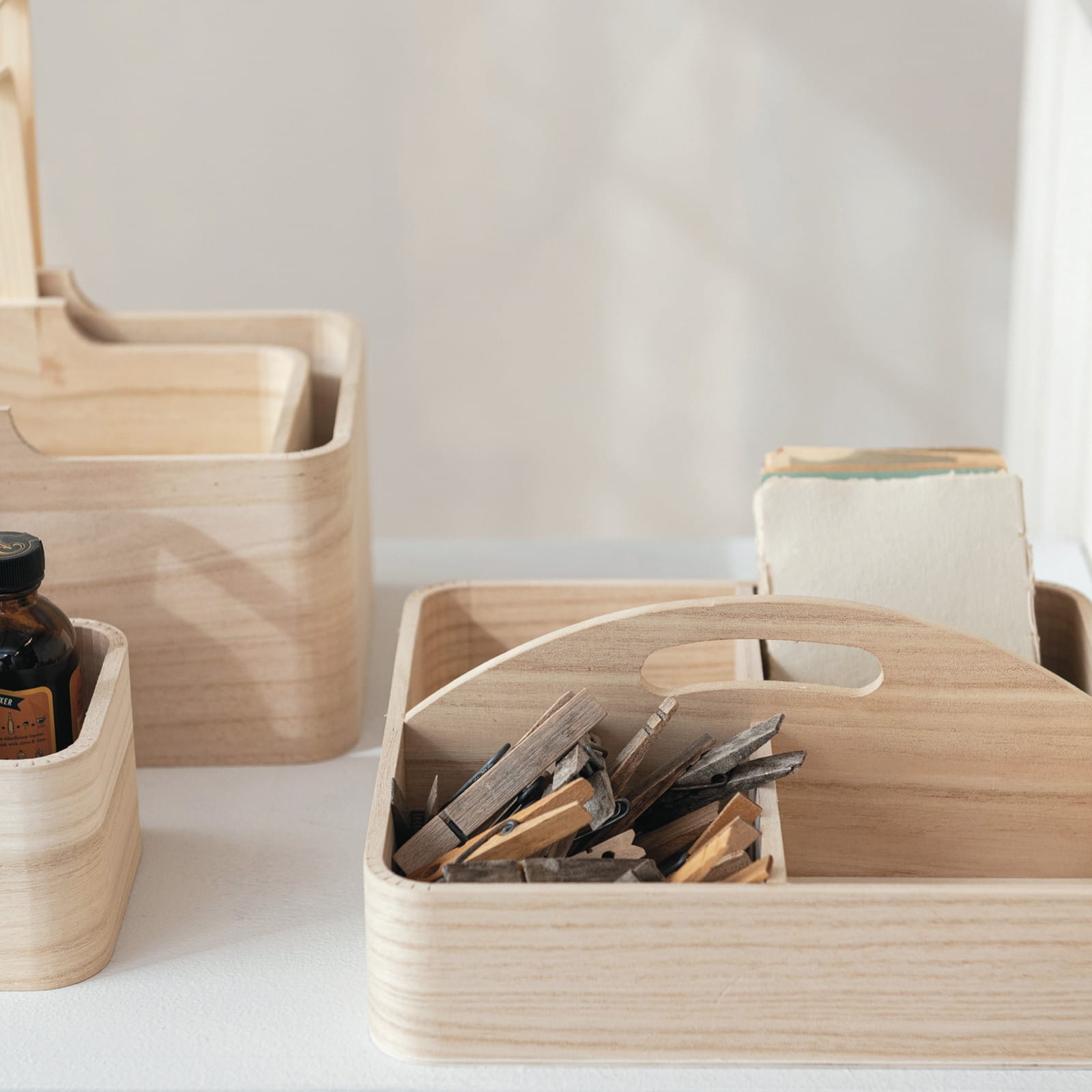 Hello Honey® 9.75" Natural Quartet Sectional Paulownia Wood Organizer