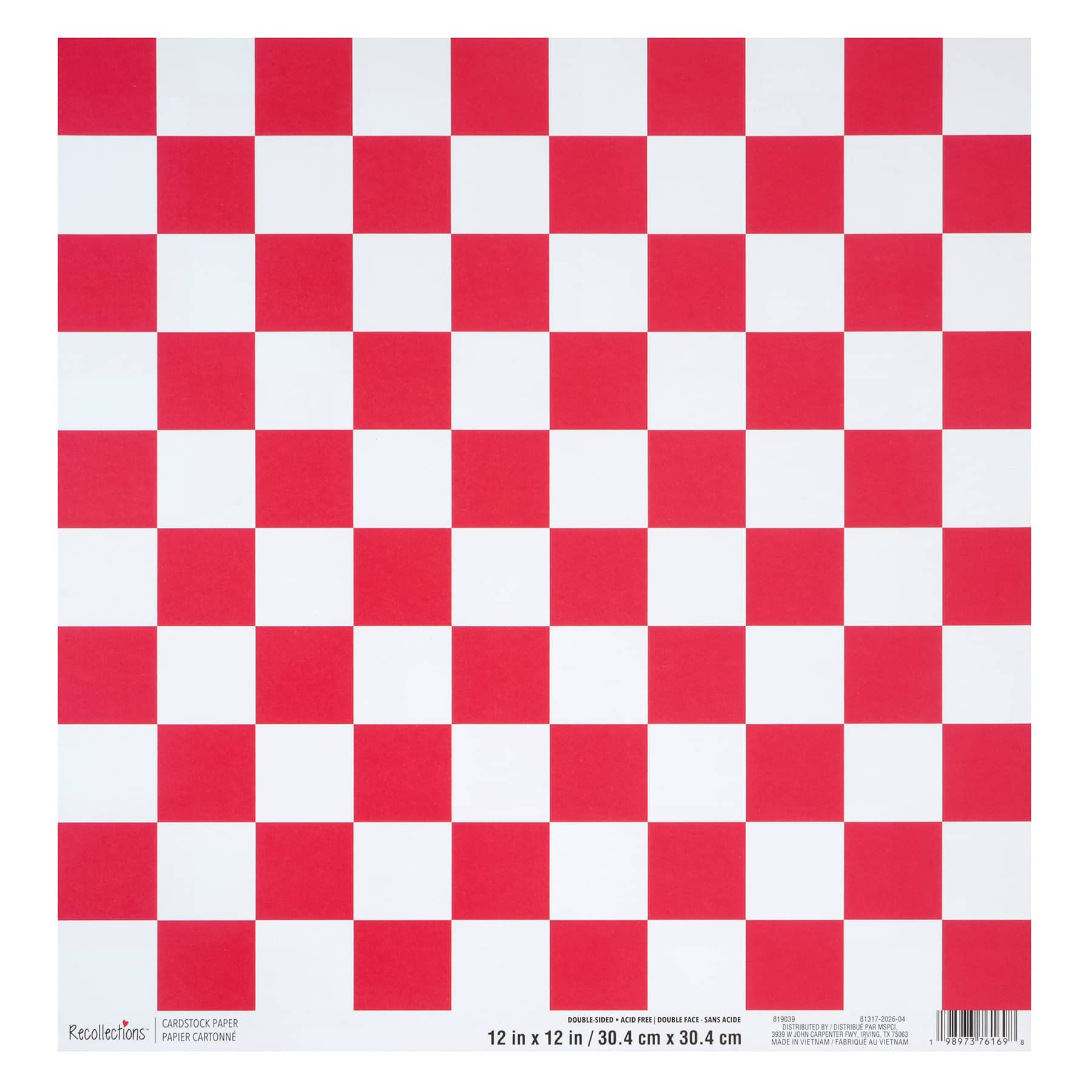 12" x 12" & White Check Double-Sided Cardstock Paper by Recollections