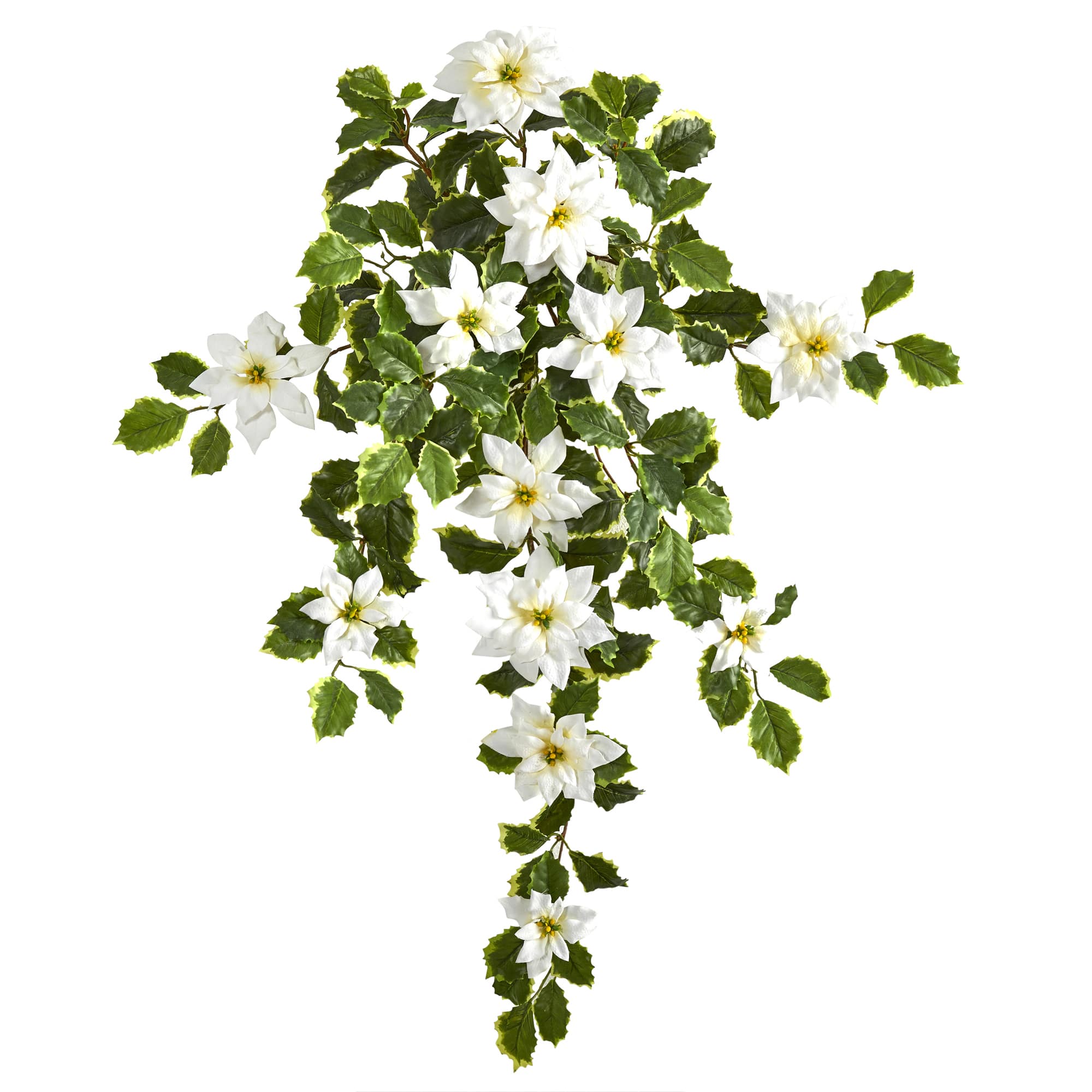 30” Real Touch Poinsettia and Variegated Holly Artificial Plant Set