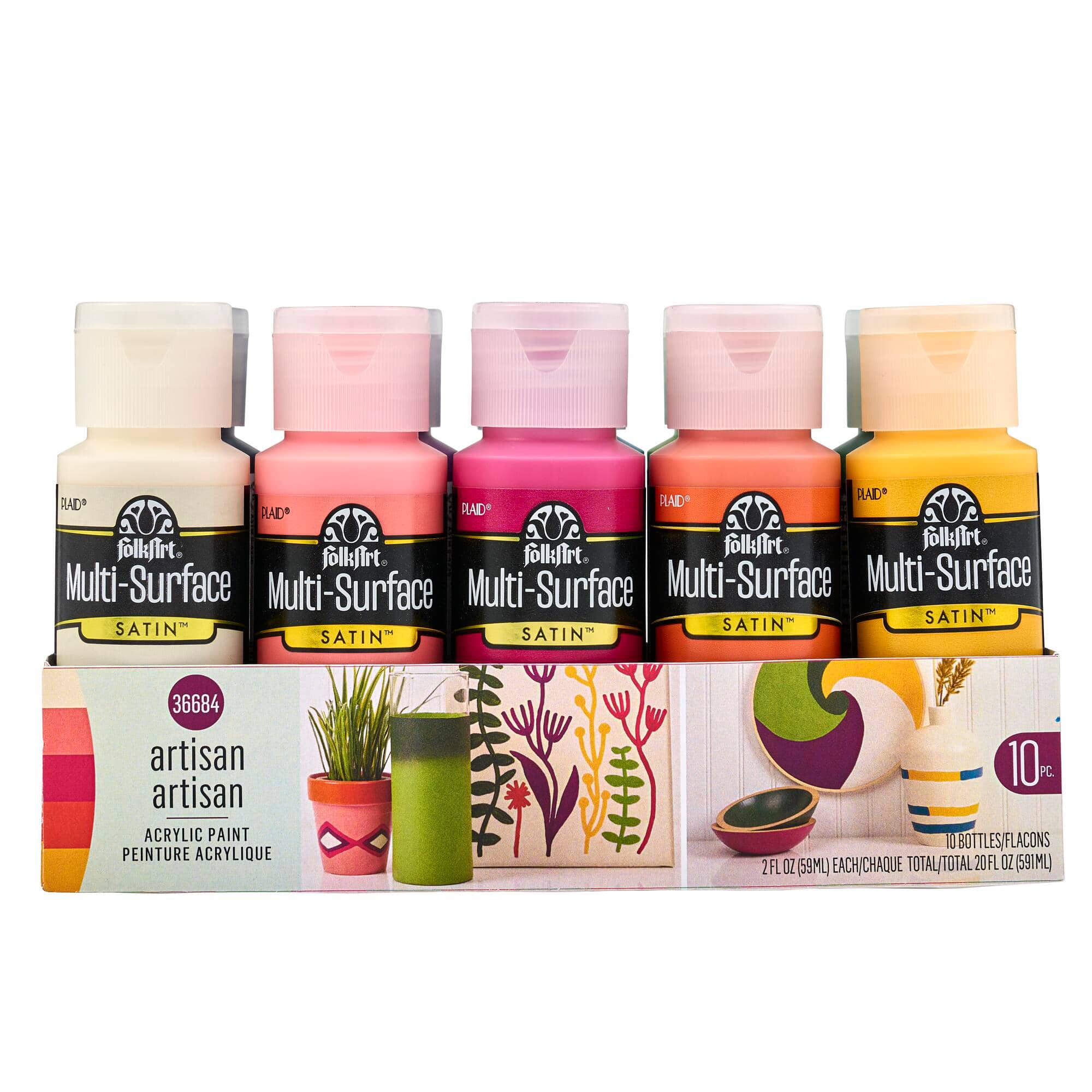FolkArt® Multi-Surface Satin™ Artisan 10 Color Acrylic Paint Set