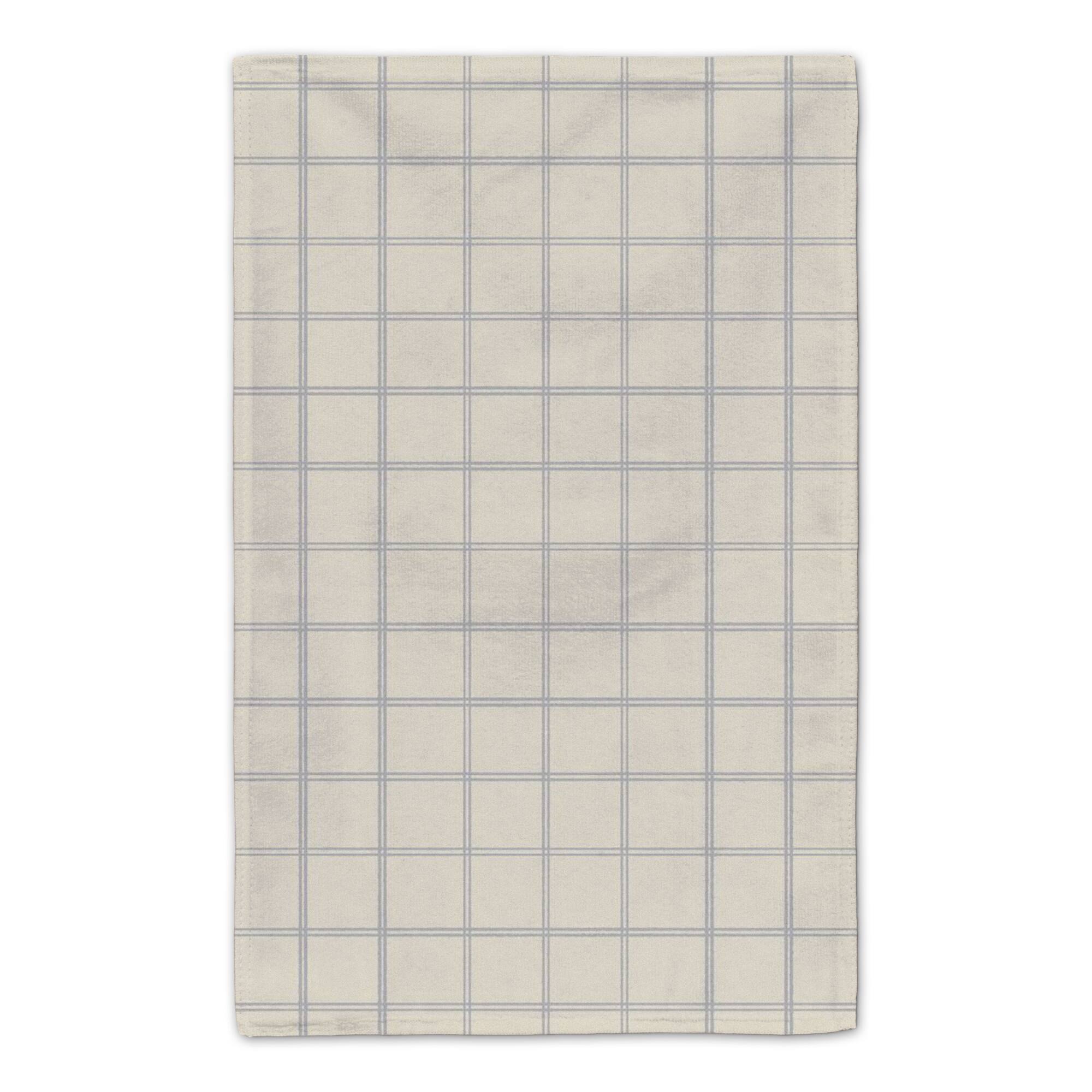 Be Cozy Gray and Cream Check Tea Towel - Set of 2