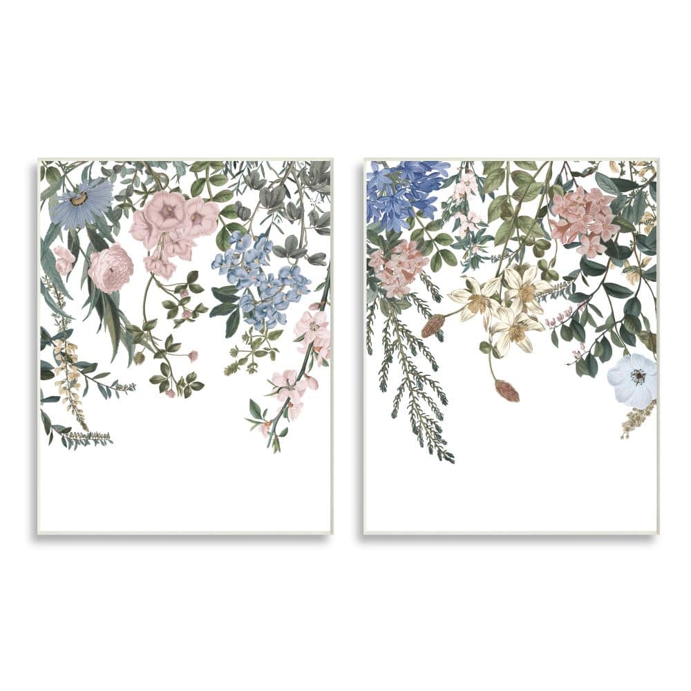 Stupell Industries Vintage Flower Vines Multi-Color Hanging Spring Floral,10" x 15"