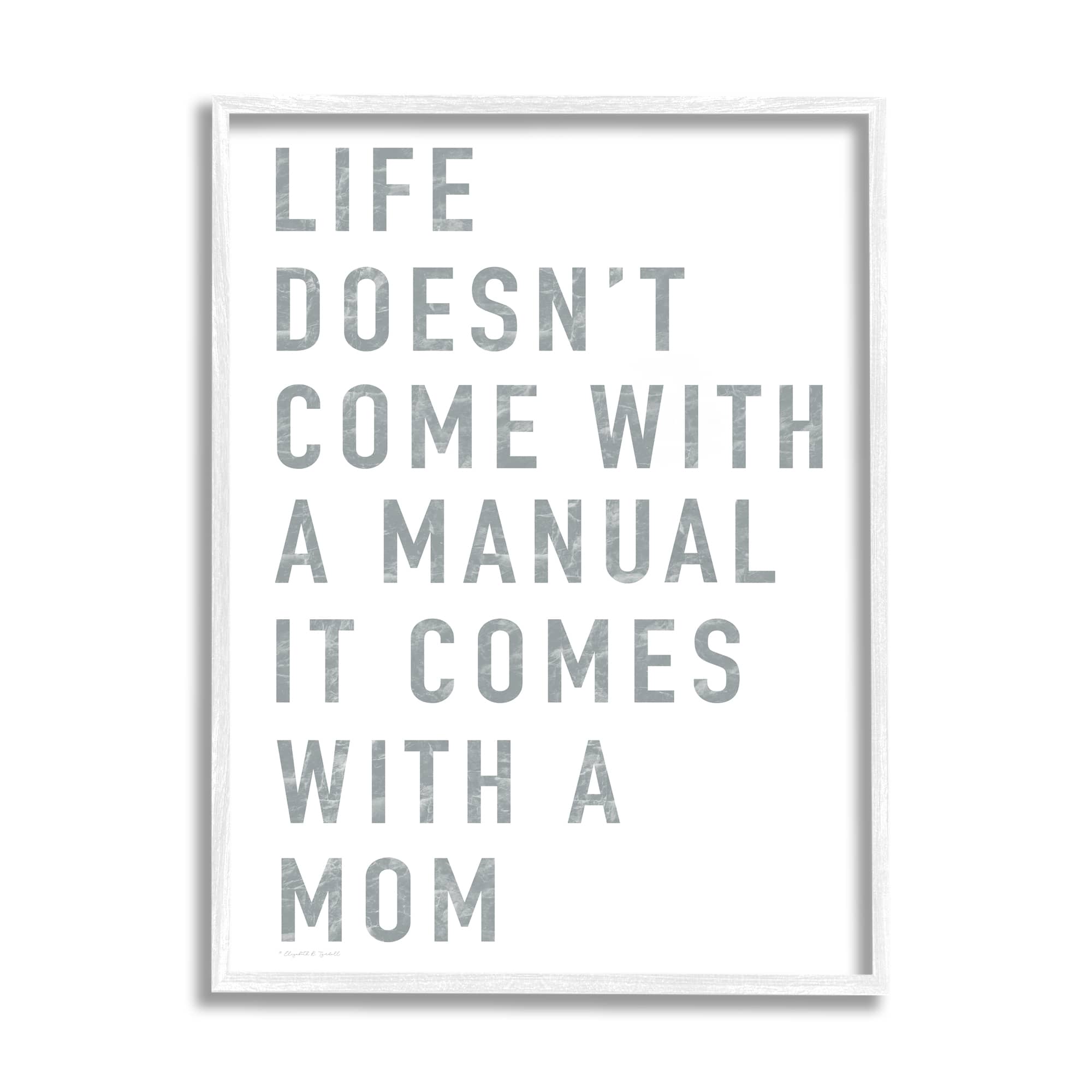 Stupell Industries Doesn't Come With Manual Mom Appreciation Phrase Grey Text in White Frame Wall Art