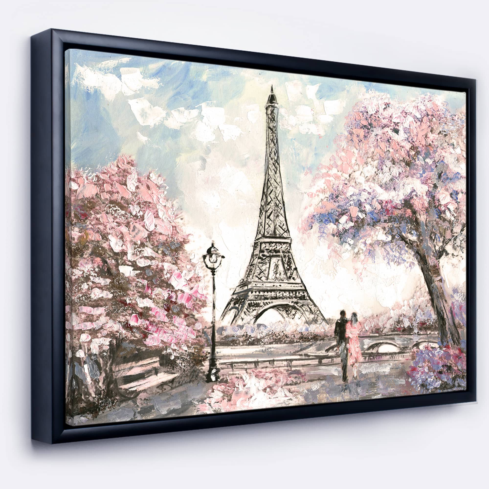 Designart - Eiffel with Pink Flowers