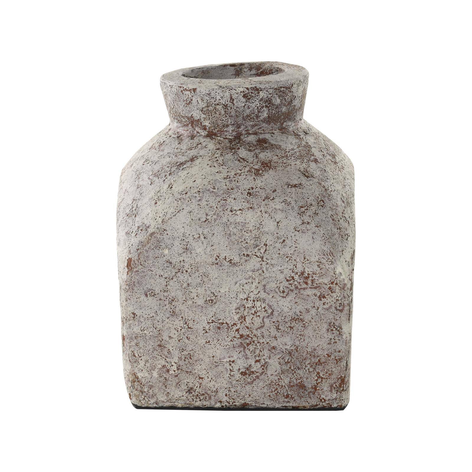 9.75" Brown Ceramic Antique Style Textured Square Vase