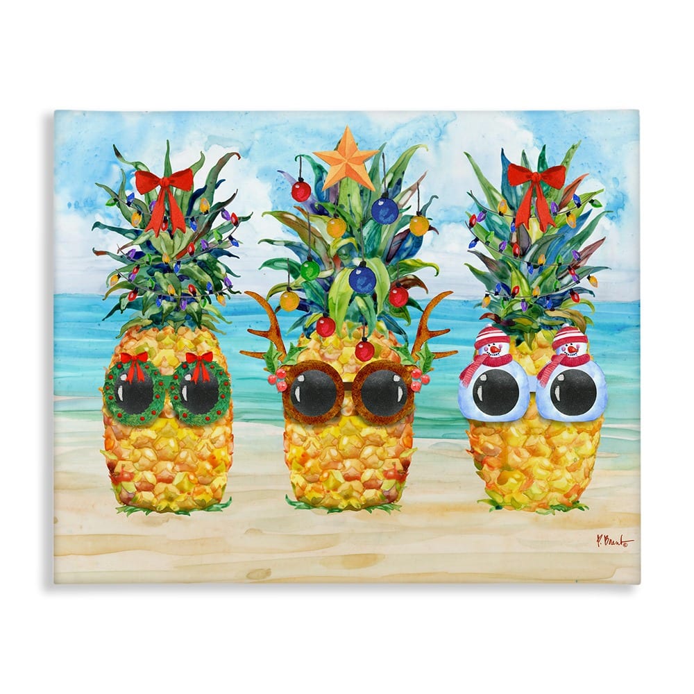 Stupell Industries Christmas Cool Pineapples Canvas Wall Art
