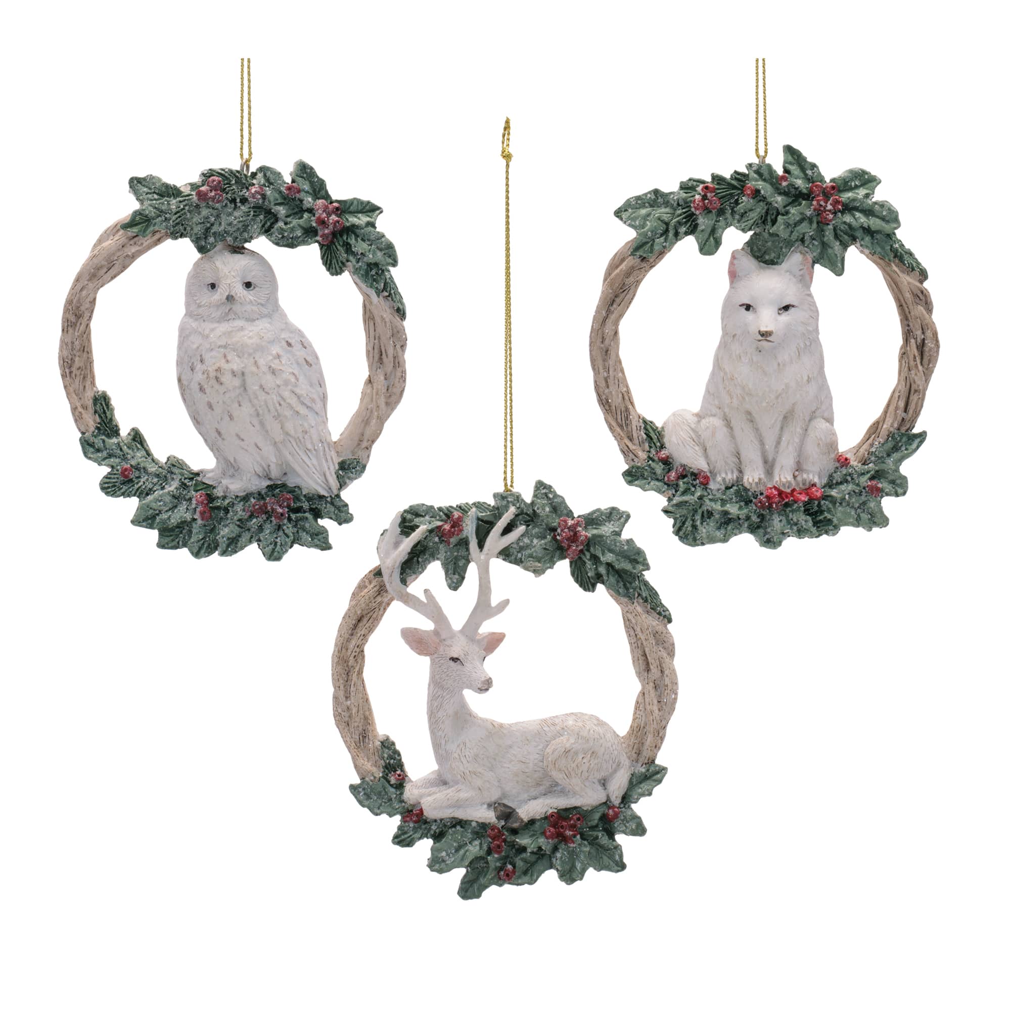 Melrose 4.25" Animal Wreath Ornament Set