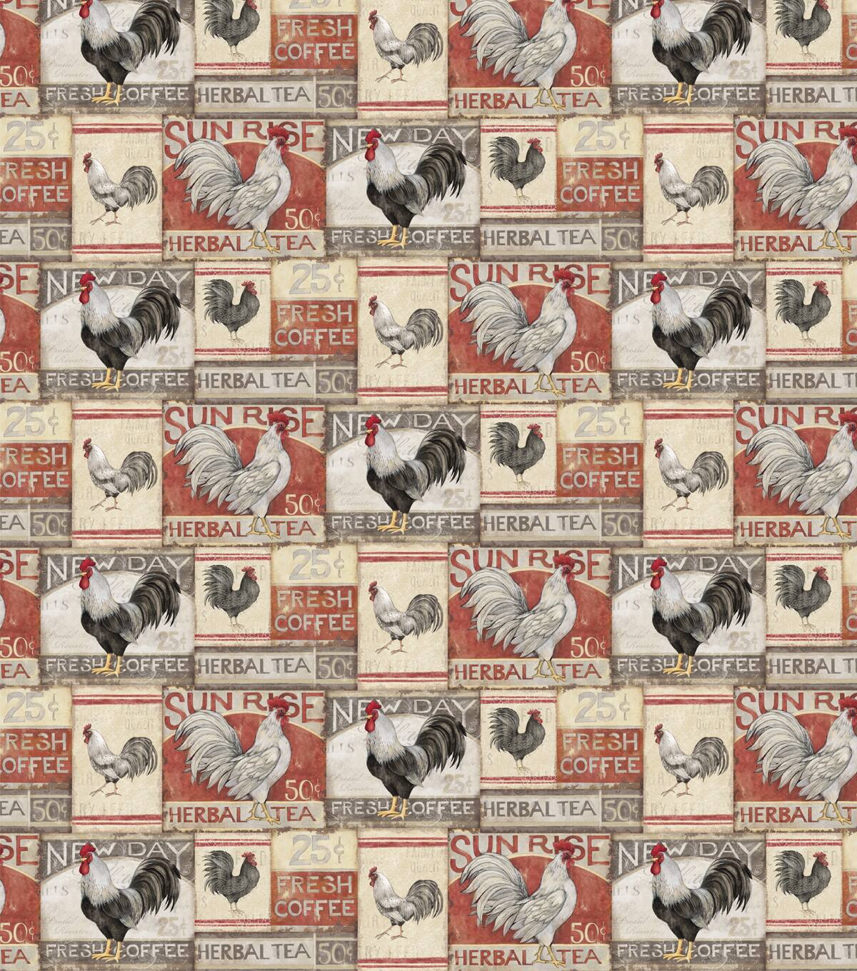Susan Winget Farmhouse Rooster Patch Cotton Fabric