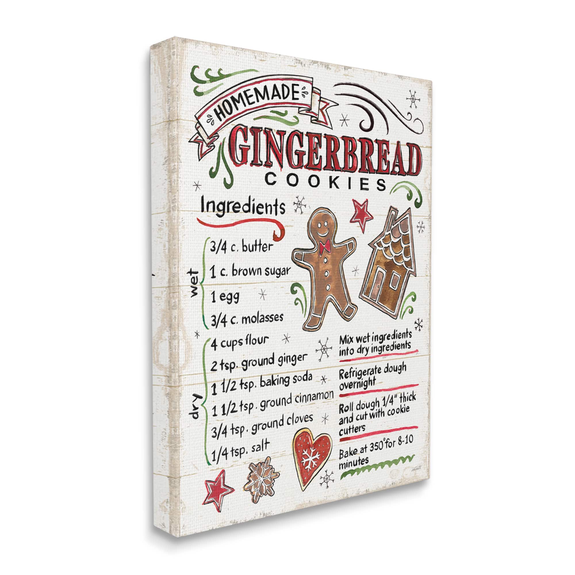Stupell Industries Homemade Gingerbread Cookies Recipe Canvas Wall Art