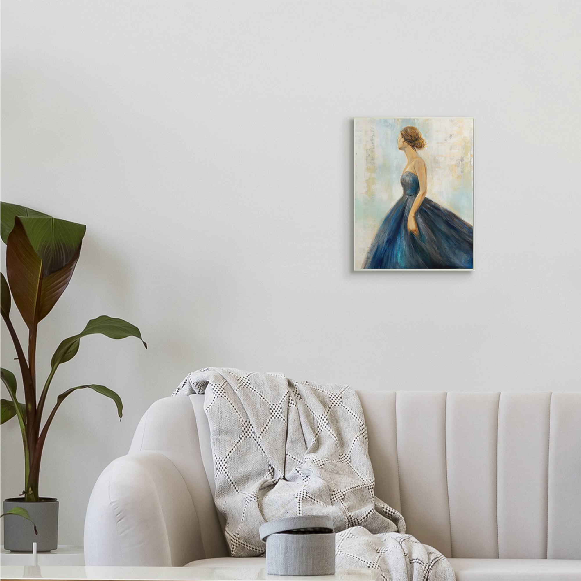 Stupell Industries Young Woman Blue Dress Soft Focus Wall Art