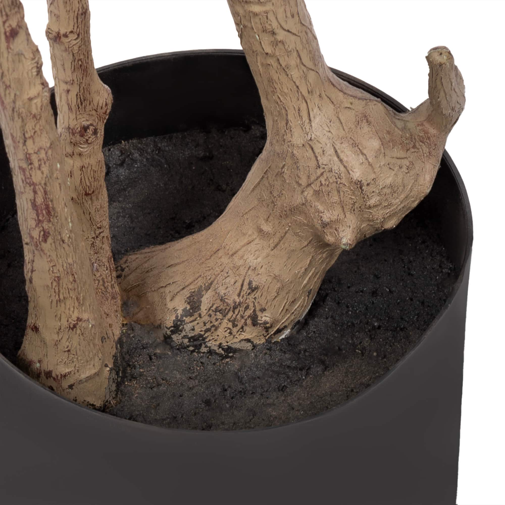 Kate and Laurel 7ft. Green Oliveira Faux Olive Tree in Gold Planter
