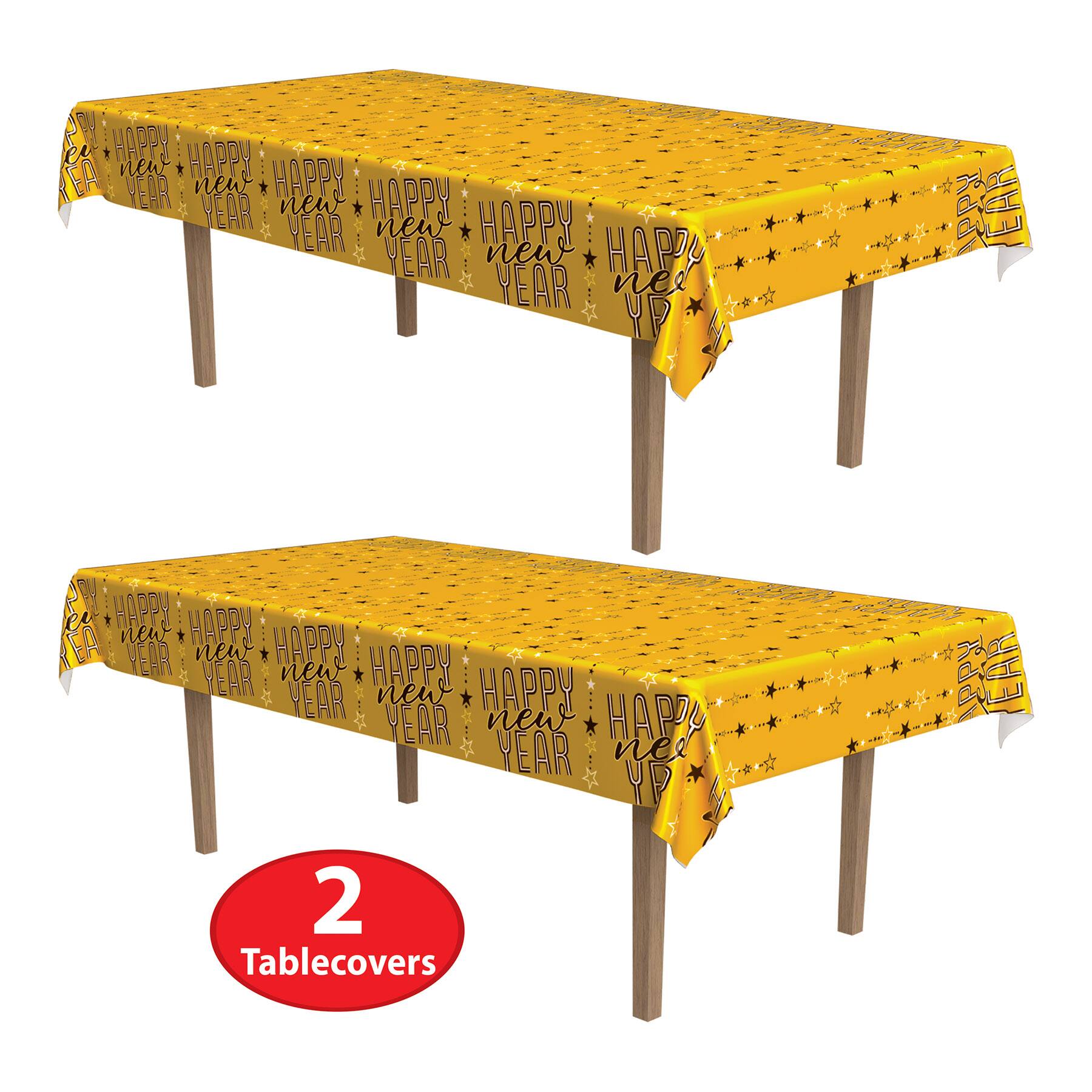 Beistle 54" x 108" Metallic Happy New Year Table Covers, 2ct.