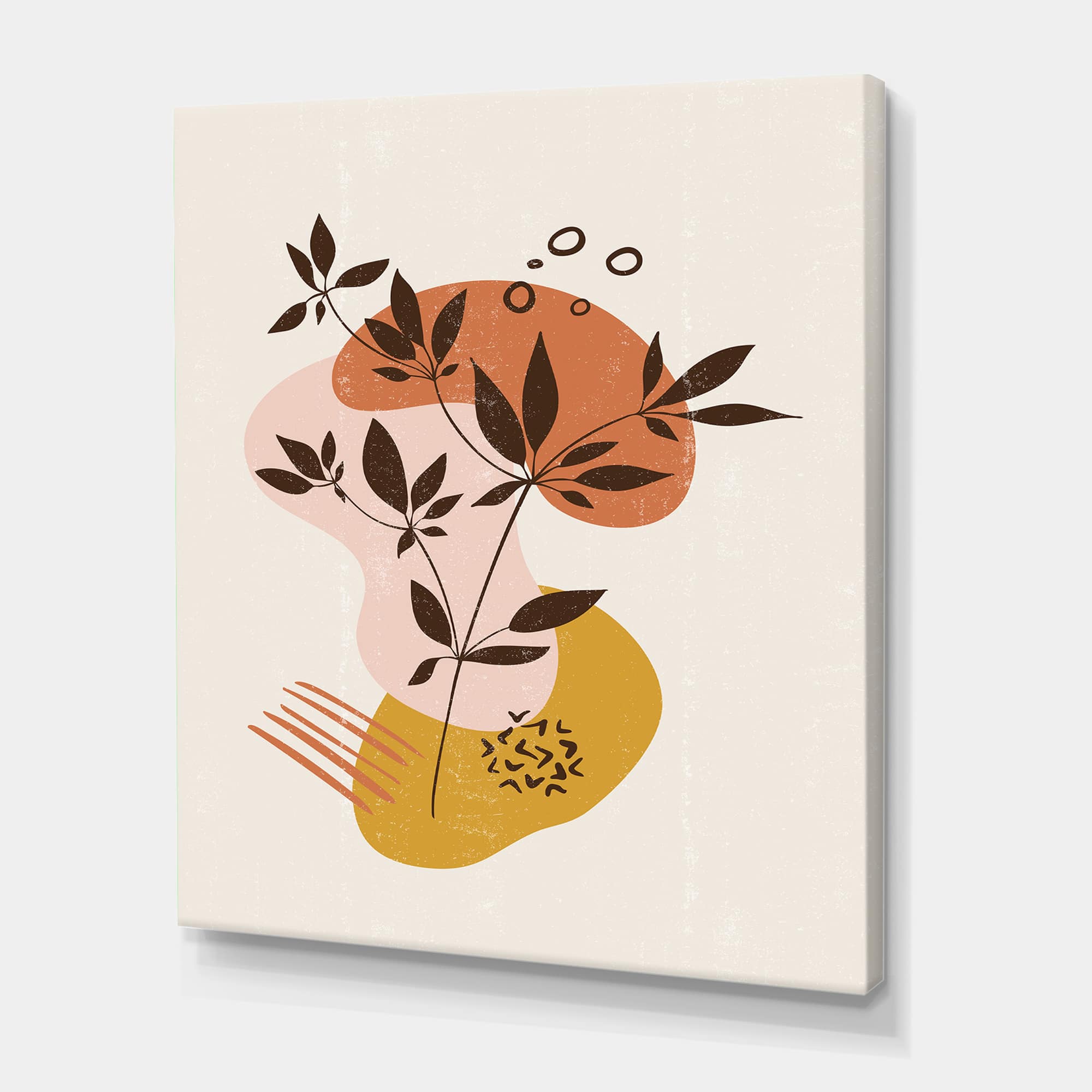 Designart - Vintage Plant With Minimalist Shapes II - Modern Canvas Wall Art Print