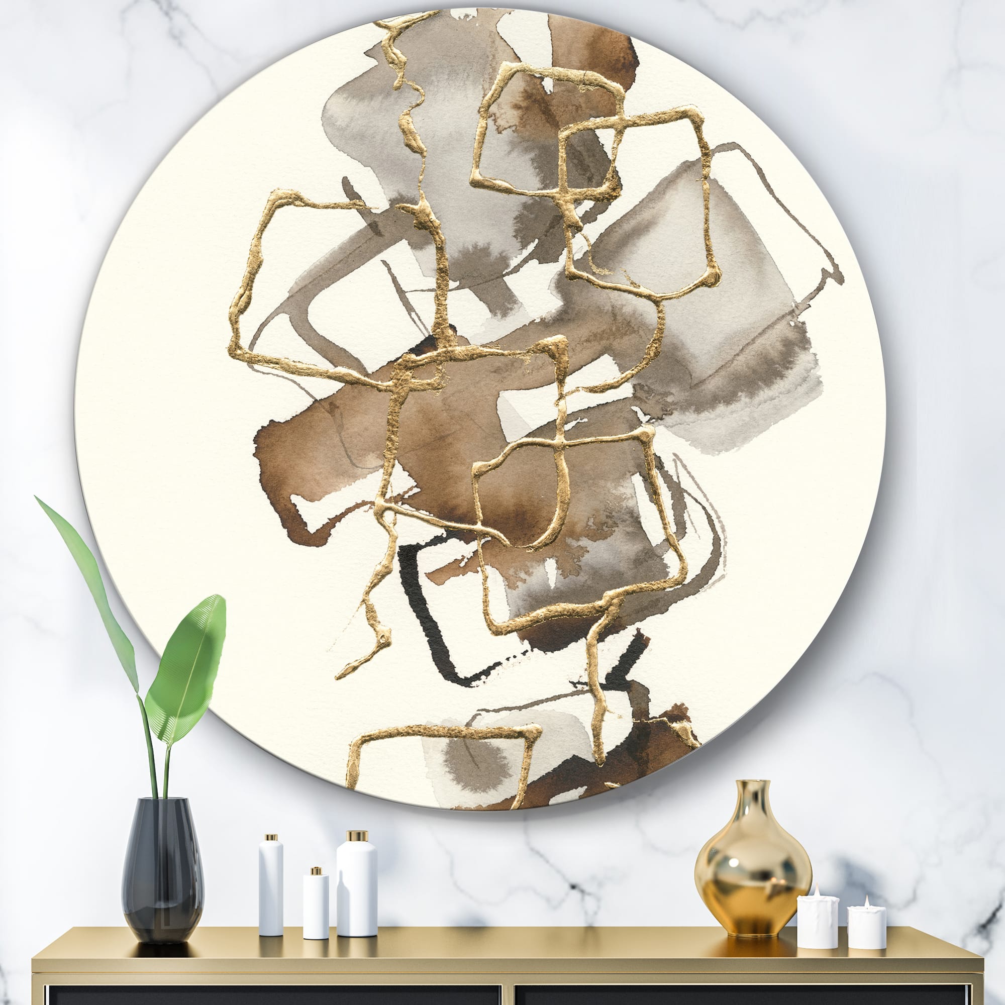 Designart - Gold Glam Squares III