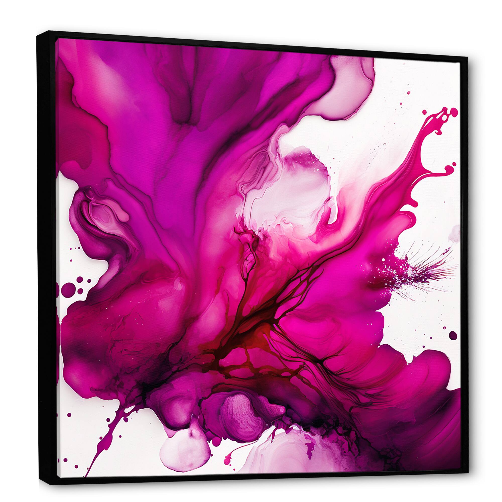 Designart "Ancient Mystery In Viva Magenta II" Abstract Liquid Ink Canvas Wall Art