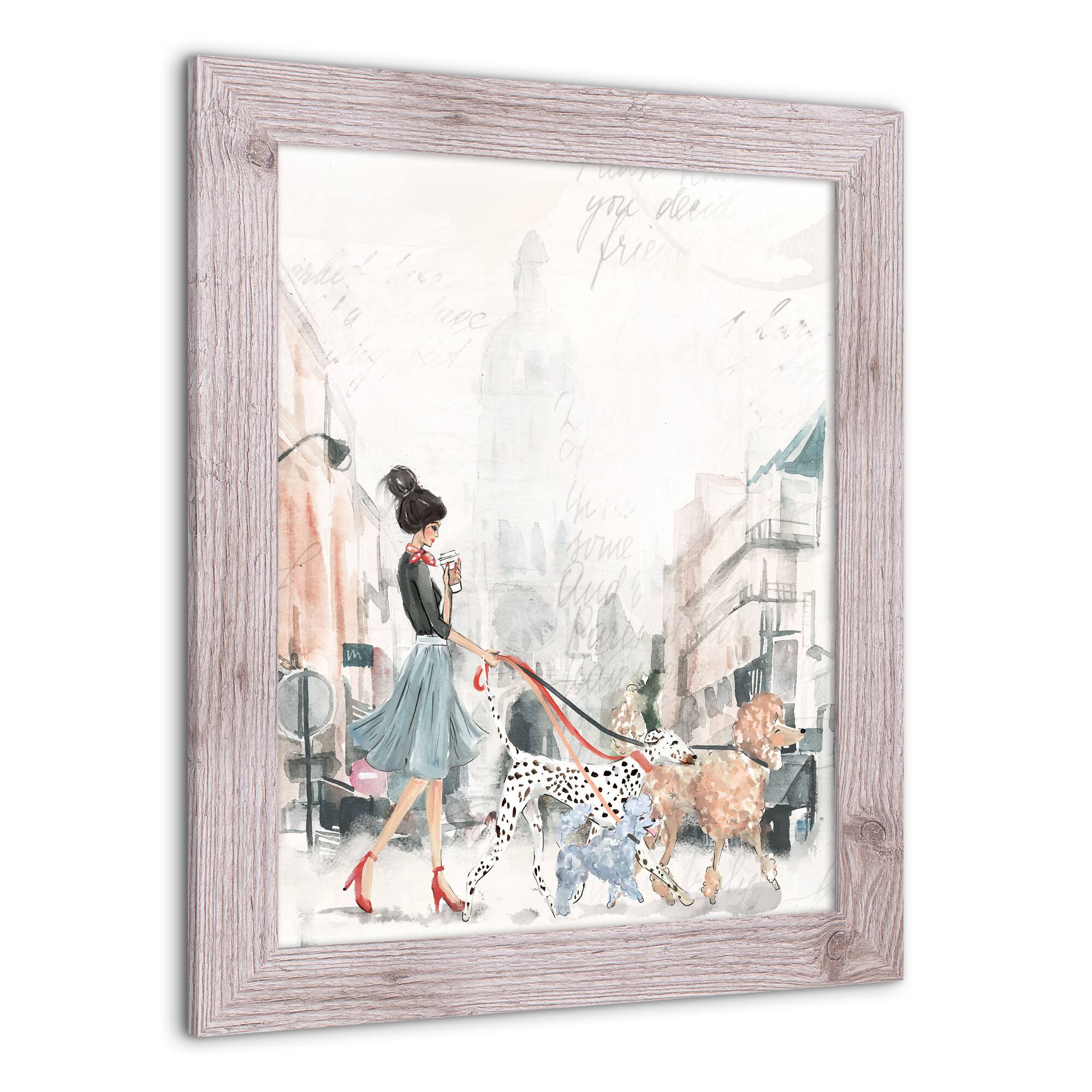 Paris Fashion Pups Wall Print in Frame