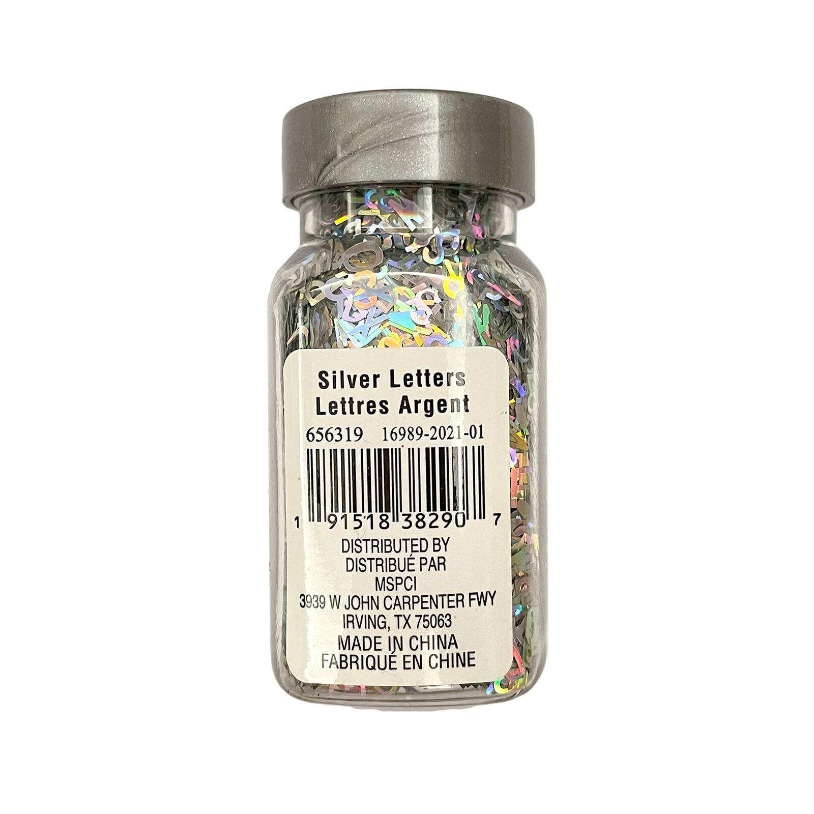 Specialty Polyester Glitter Silver Holographic Letters by Recollections™