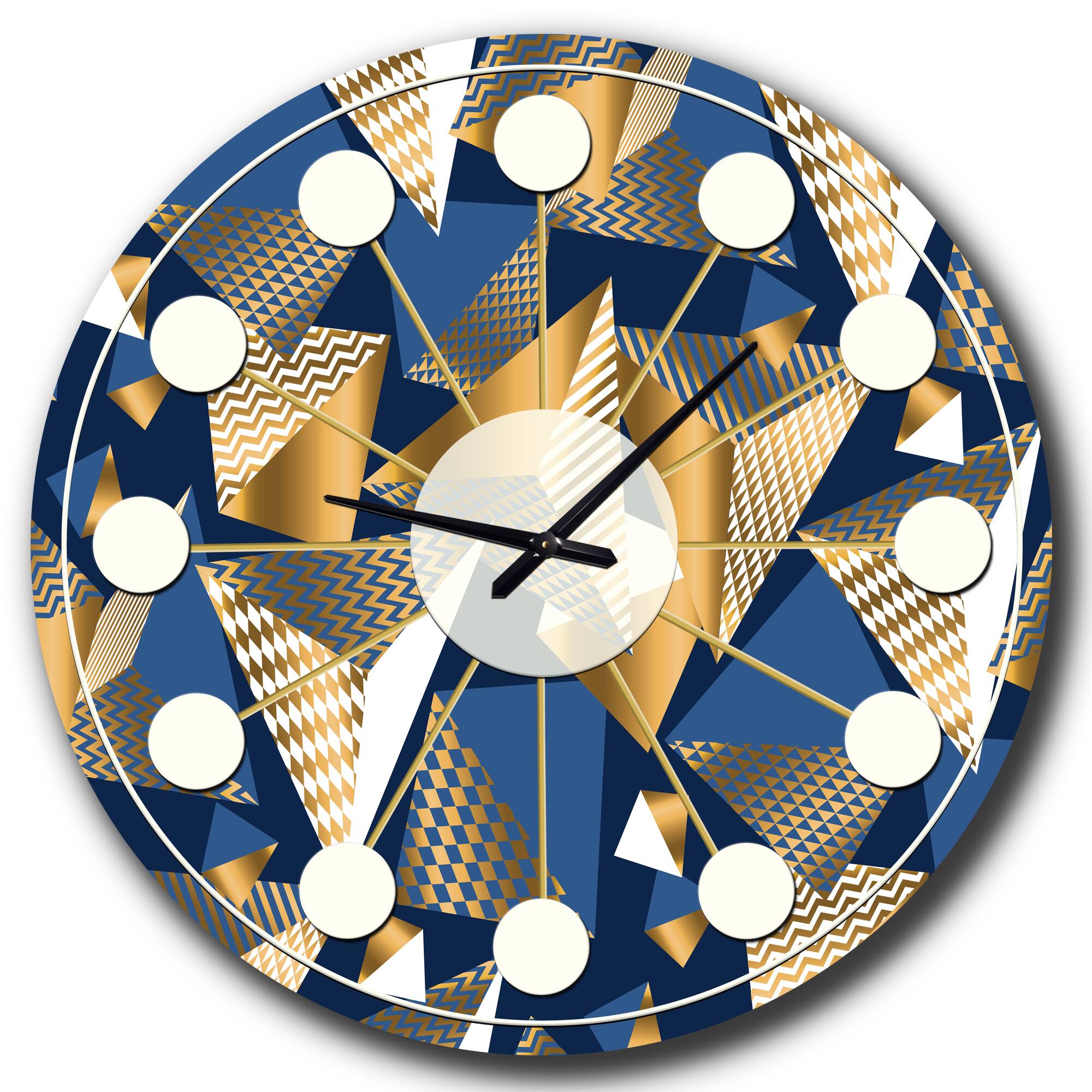 Designart 'Gold And Blue Cubes Mid-Century Modern Wall Clock